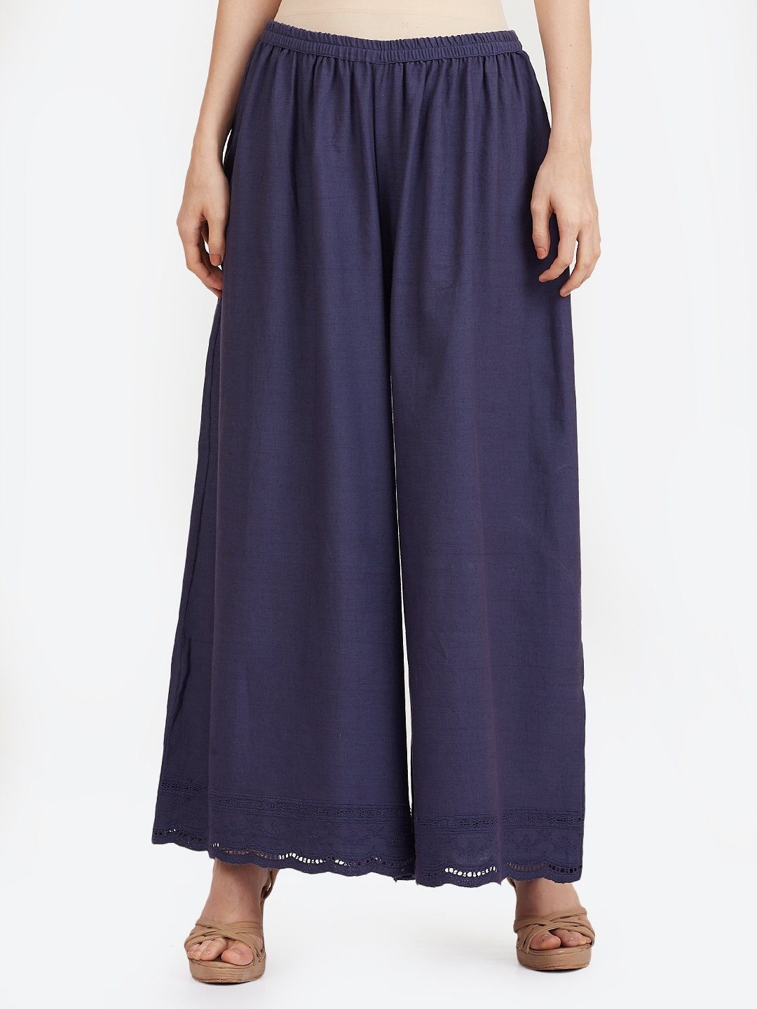 

Lyla Blue Solid Flared Palazzo