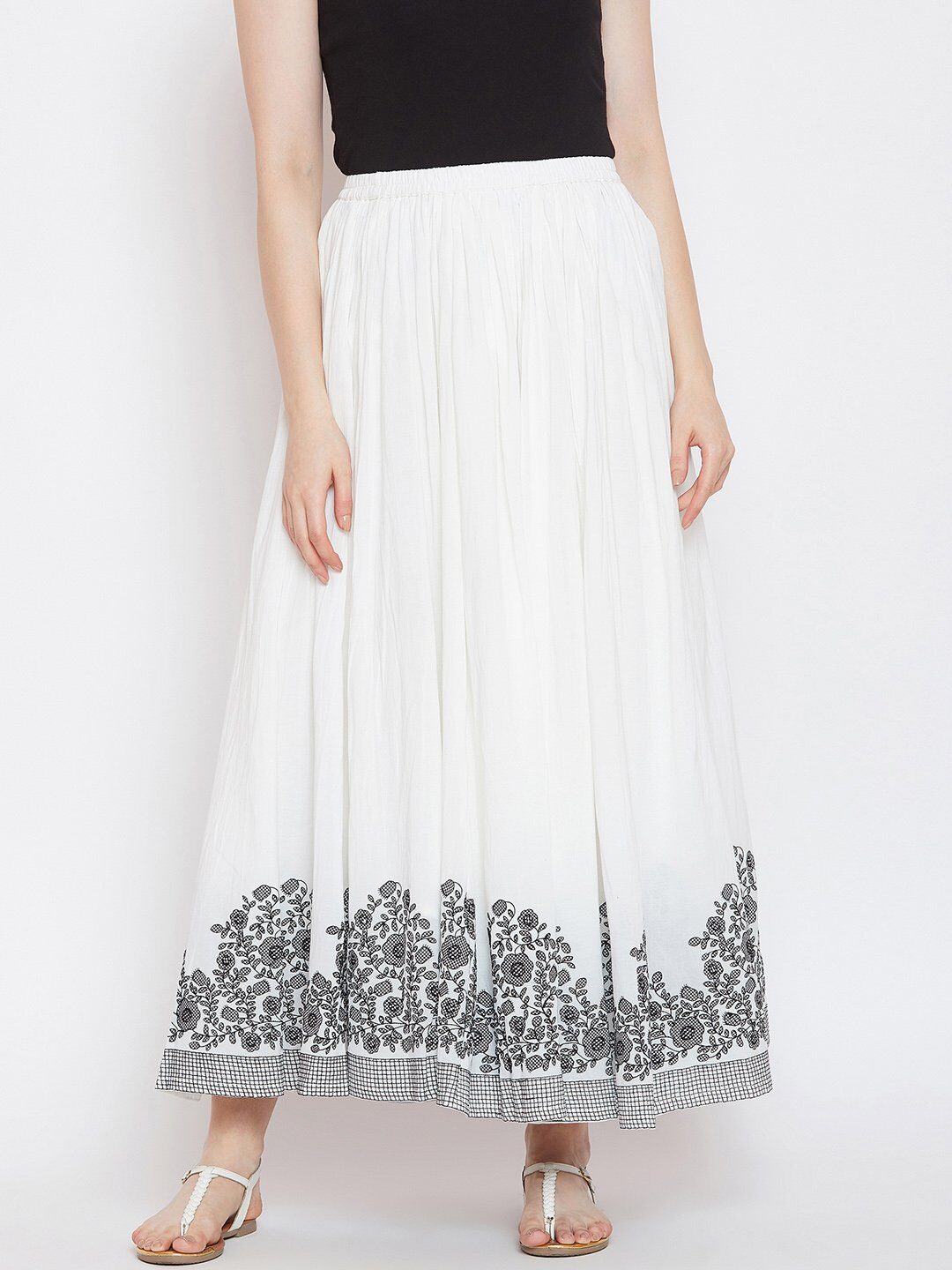 

Lyla Floral Flared skirt Maxi Skirt - White