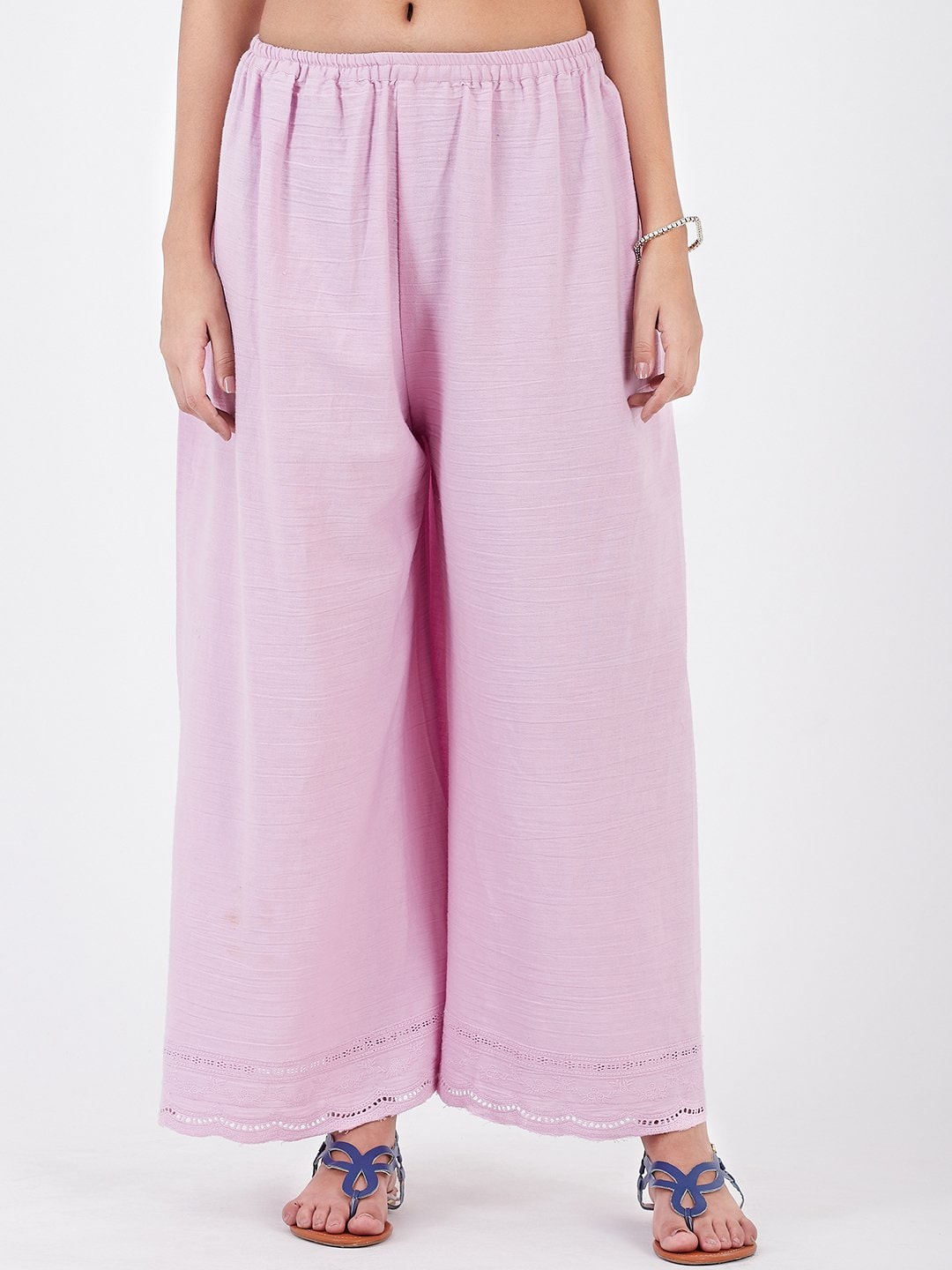 

Lyla Pink Solid Flared Palazzo
