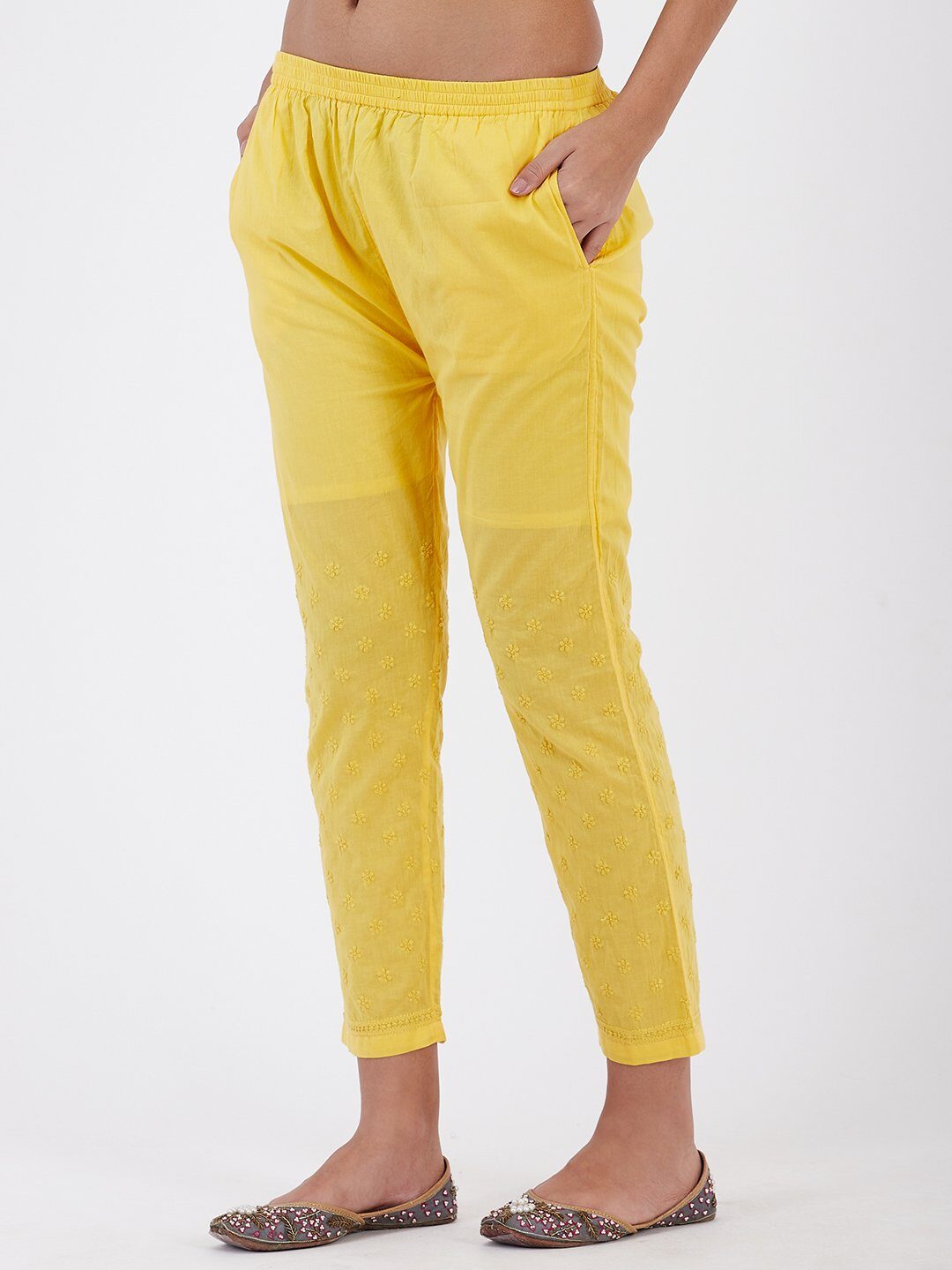 

Lyla Cotton Embroidered Yellow Regular For Women