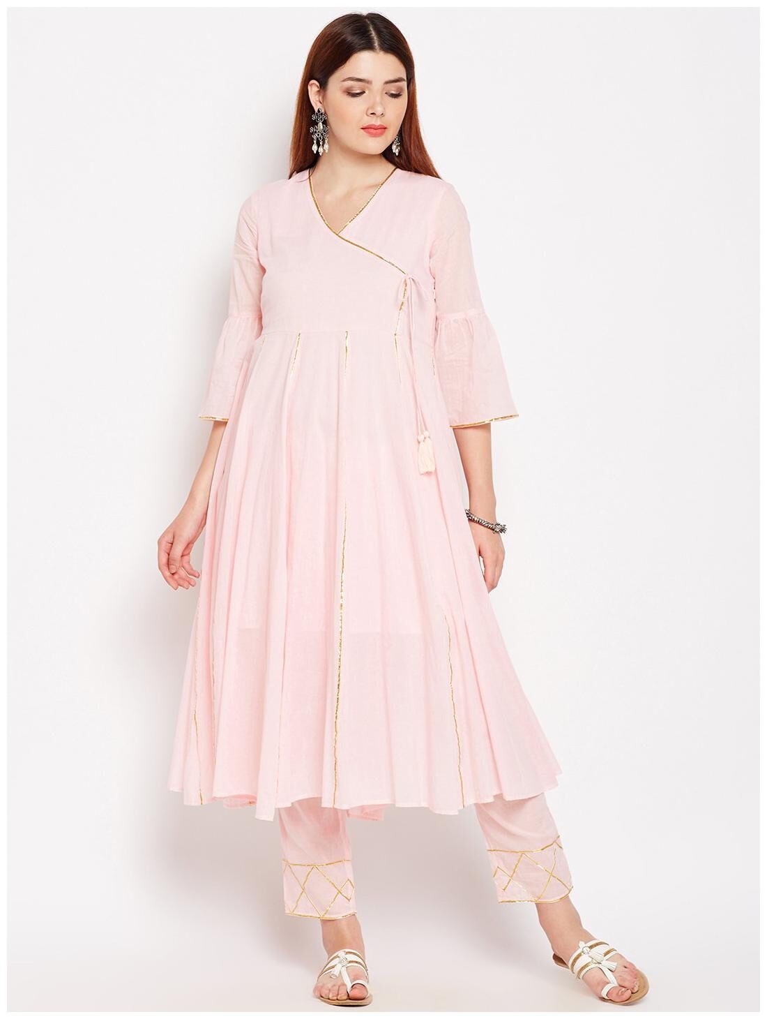 

Lyla Women Pink Solid Regular Kurta With Pants