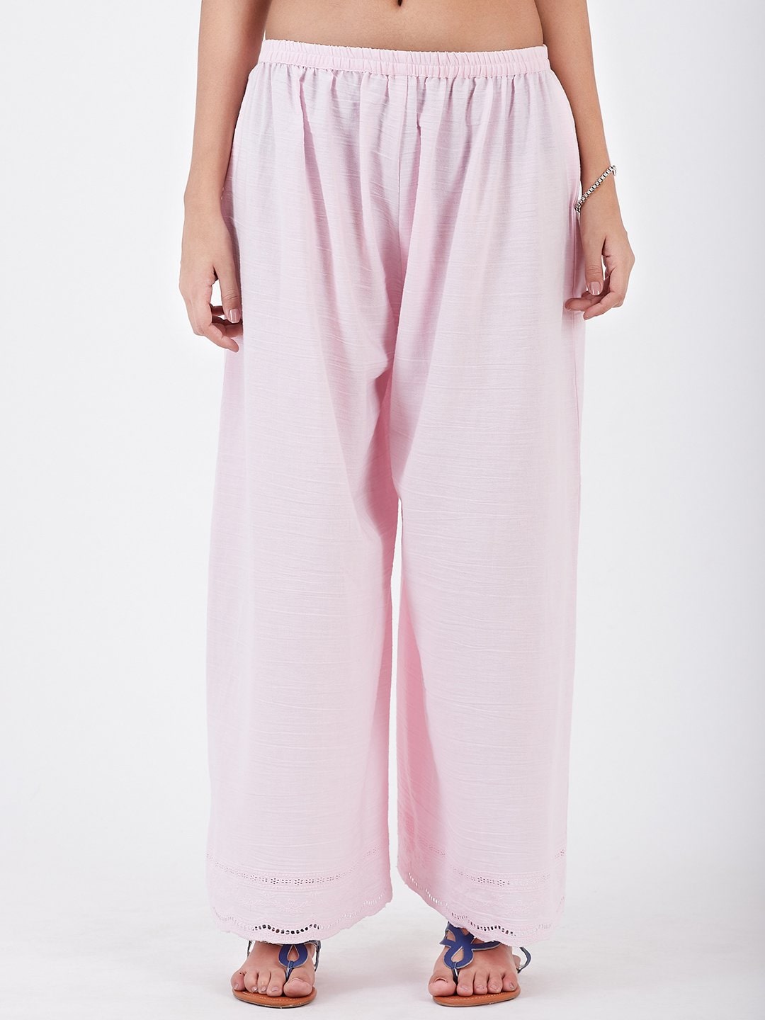 

Lyla Pink Solid Flared Palazzo