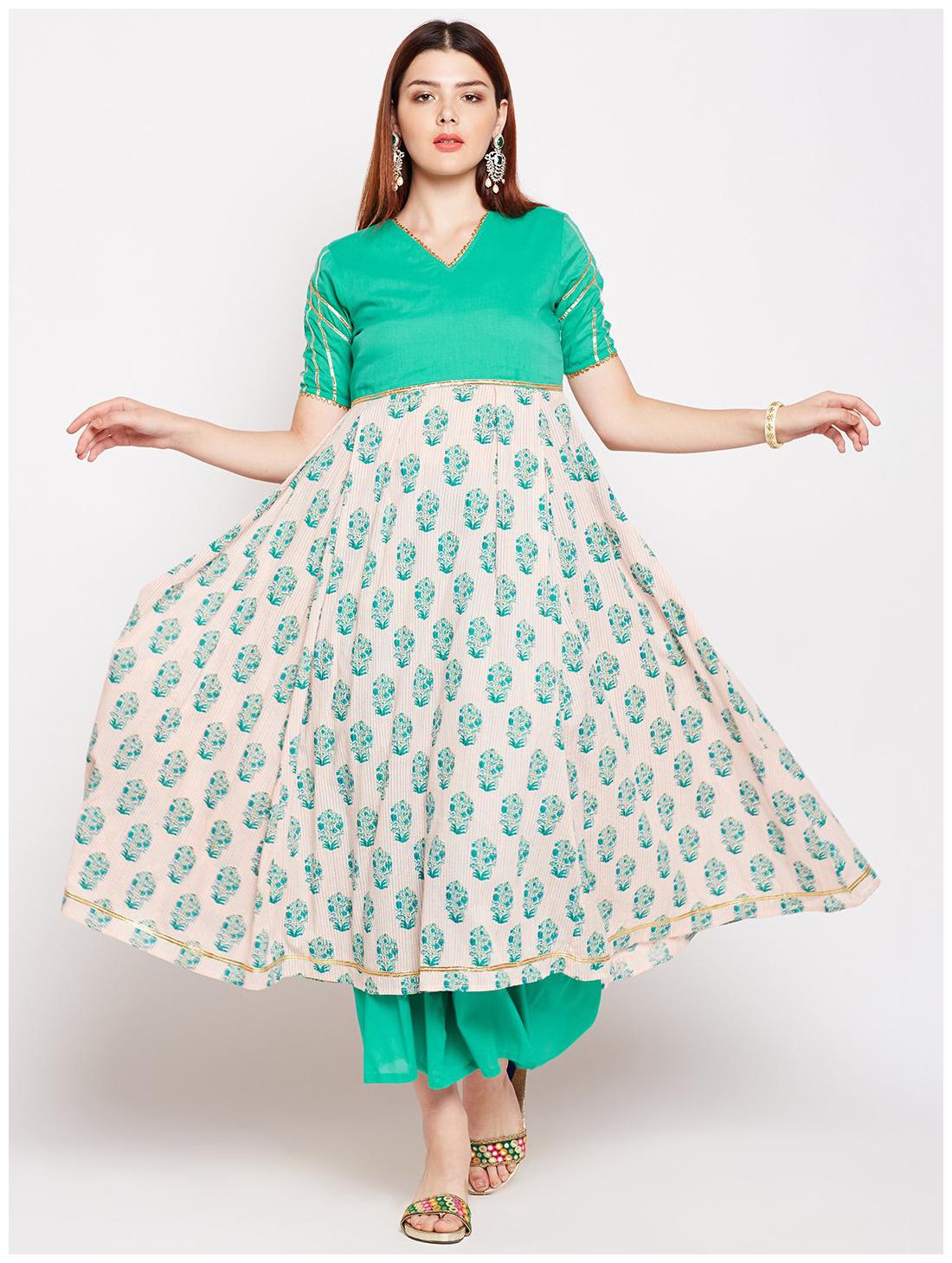 

Lyla Women Green Floral Fit and Flare Kurti