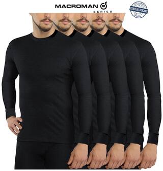 MacroMan Men Cotton Thermal Set - Black