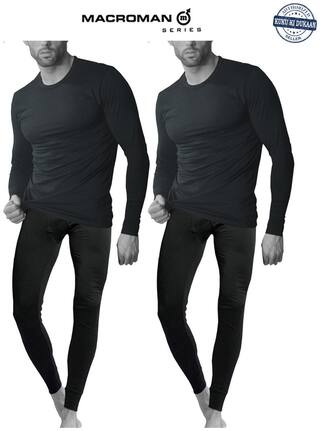MacroMan Men Cotton Thermal Set - Black