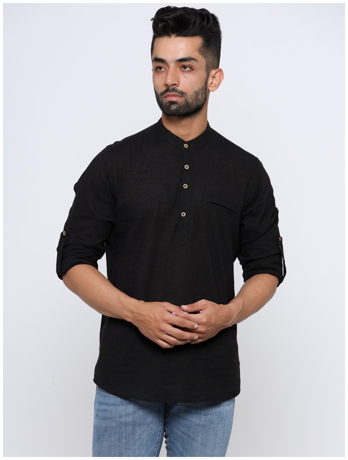 

MAD TEE Men Black Regular Fit Kurta