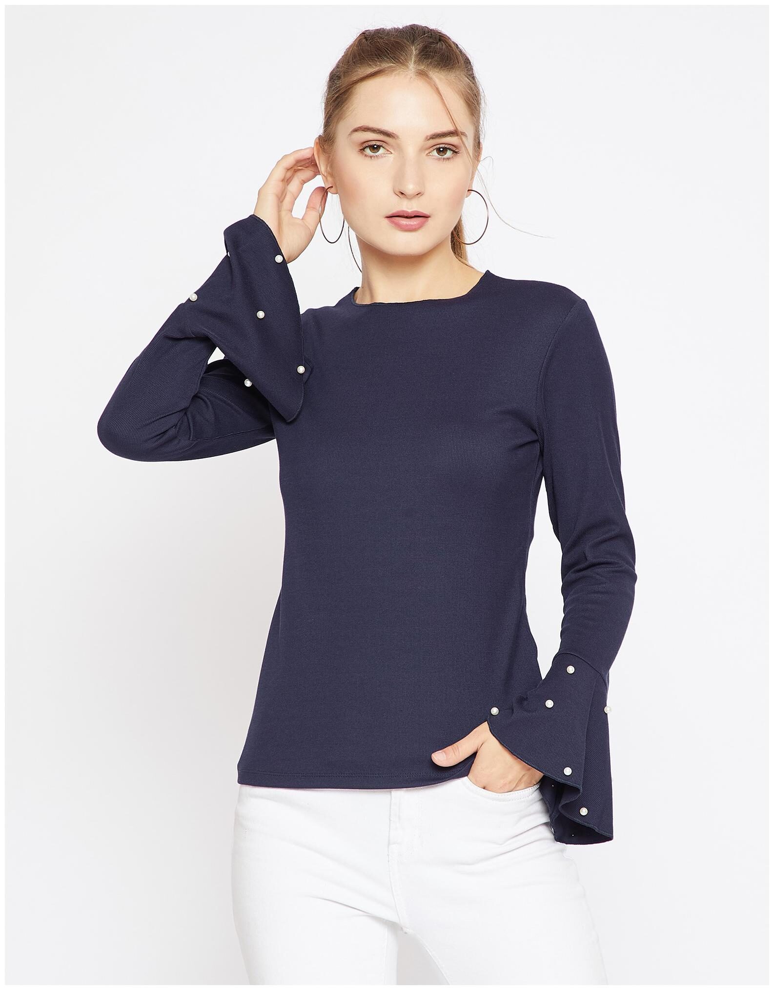 

Madame Women Solid Regular top - Blue