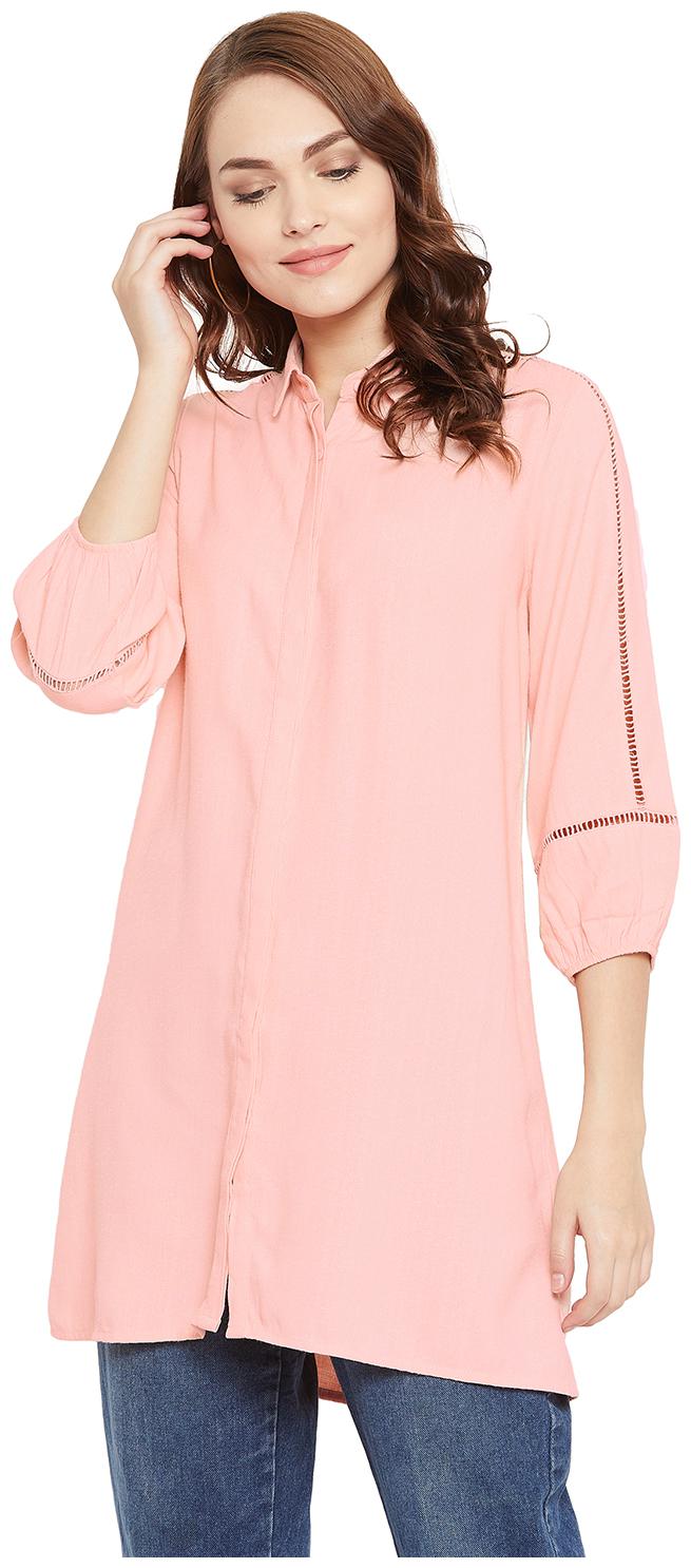 

Madame Women Pink Solid Regular Fit Shirt