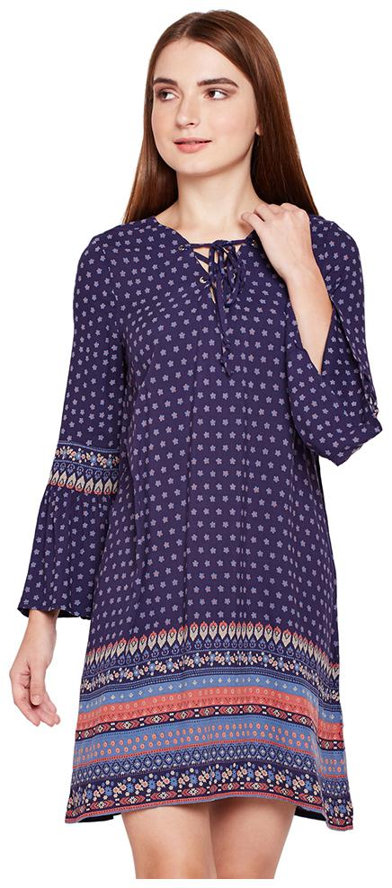 

OXOLLOXO Blue Solid A-line dress