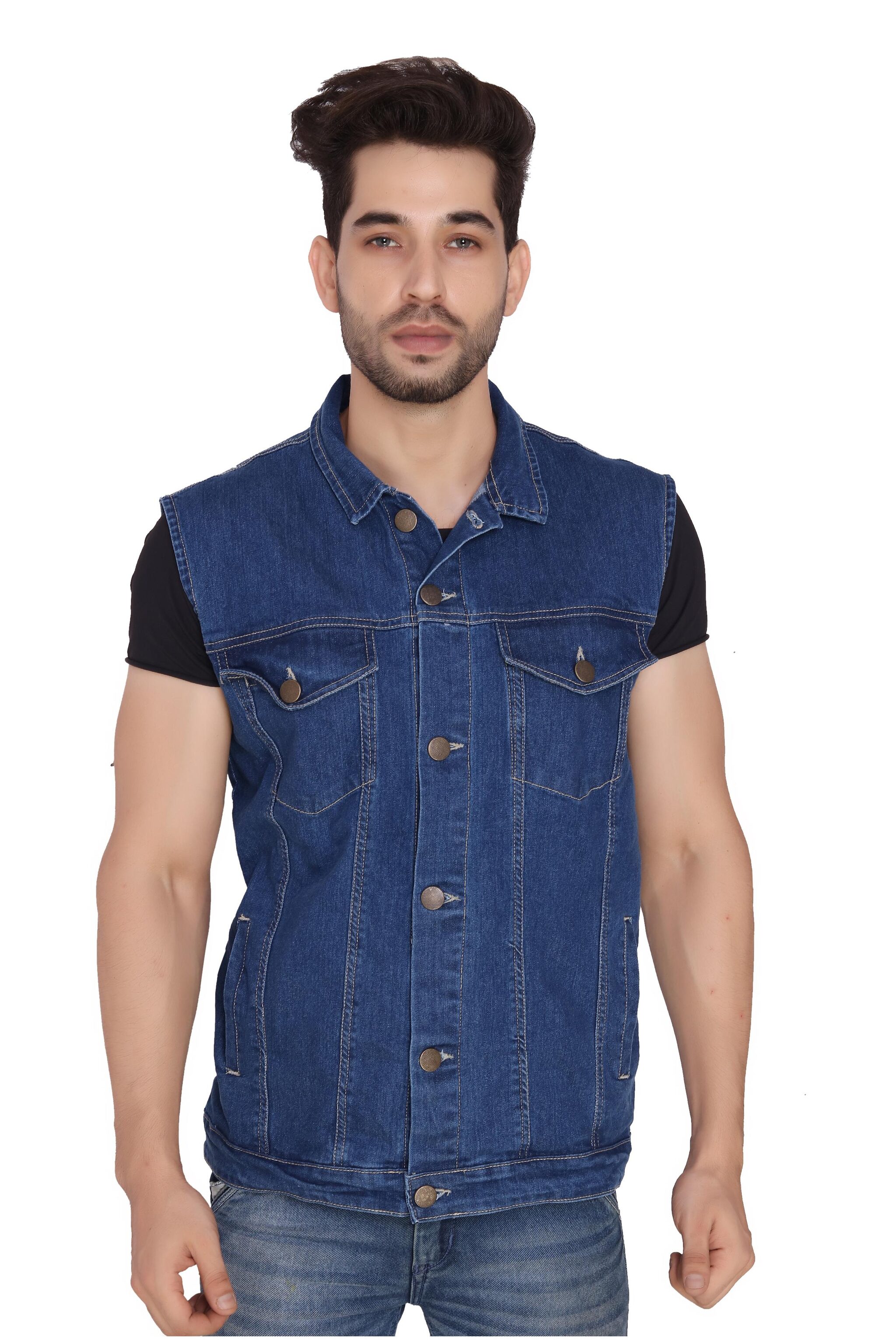 

MagMatric5 Men Blue Solid Denim jacket