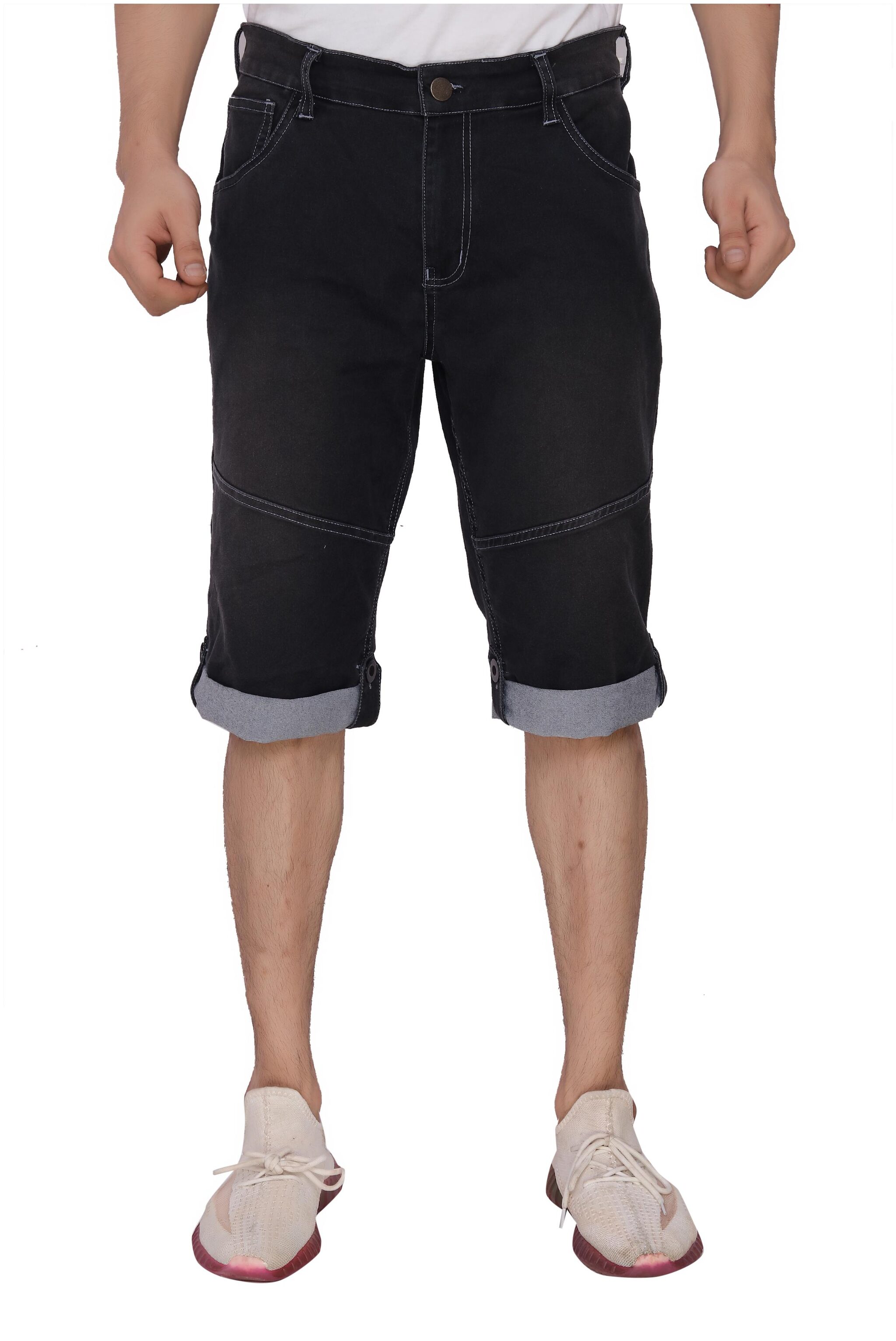 

MagMatric5 Men Black Regular Fit Denim Shorts