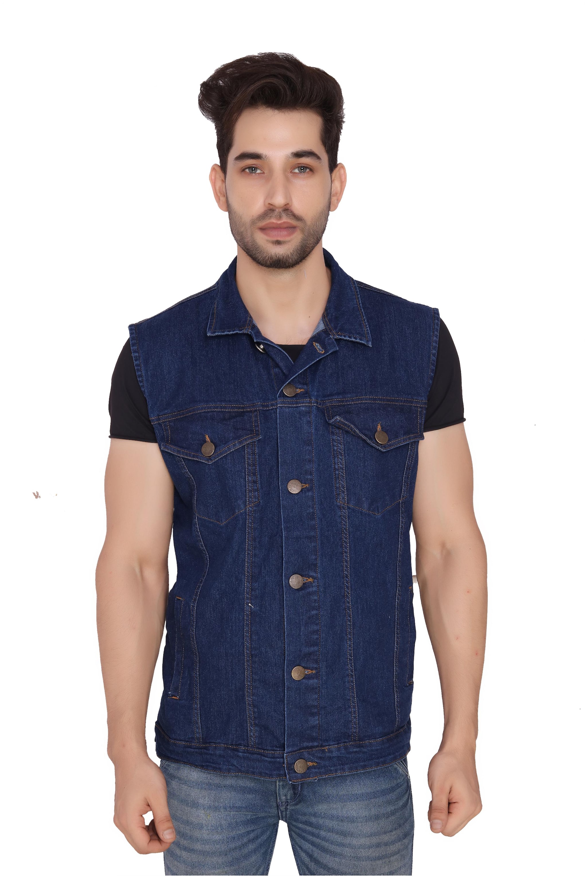 

MagMatric5 Men Blue Solid Denim jacket