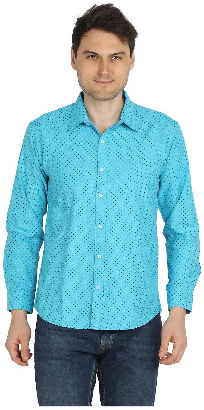 

Magneto Men s Turquoise Blue Club Printed Shirt DA 4008