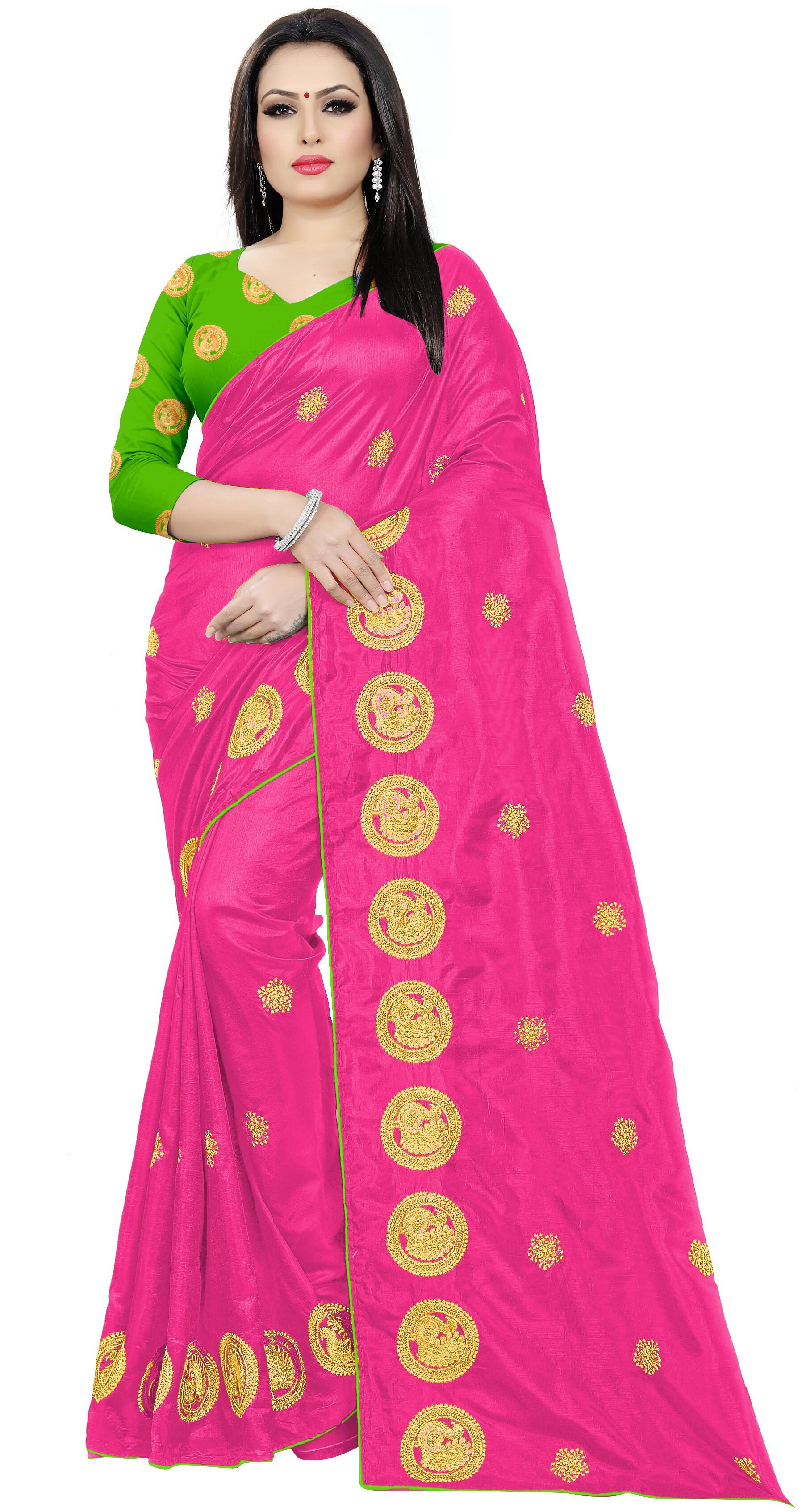 

Mahadev Hub Sana Silk Saree With Blouse Color Pink