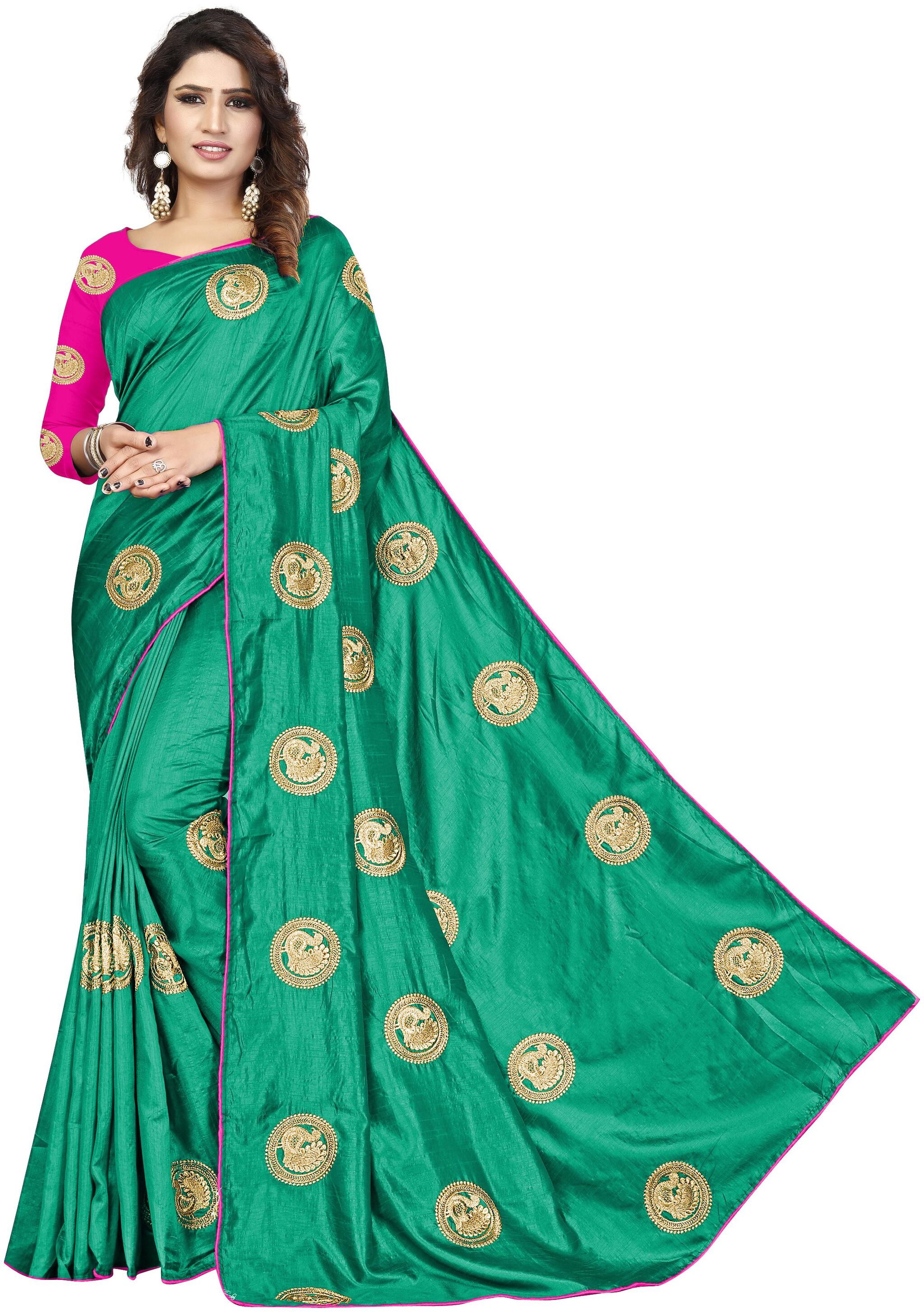 

Mahadev Hub Sana Silk Saree With Blouse Color Green