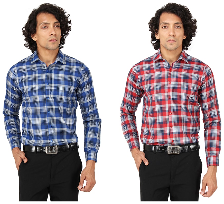 

Maharaja Men Multi Checked Slim Fit Casual Shirt