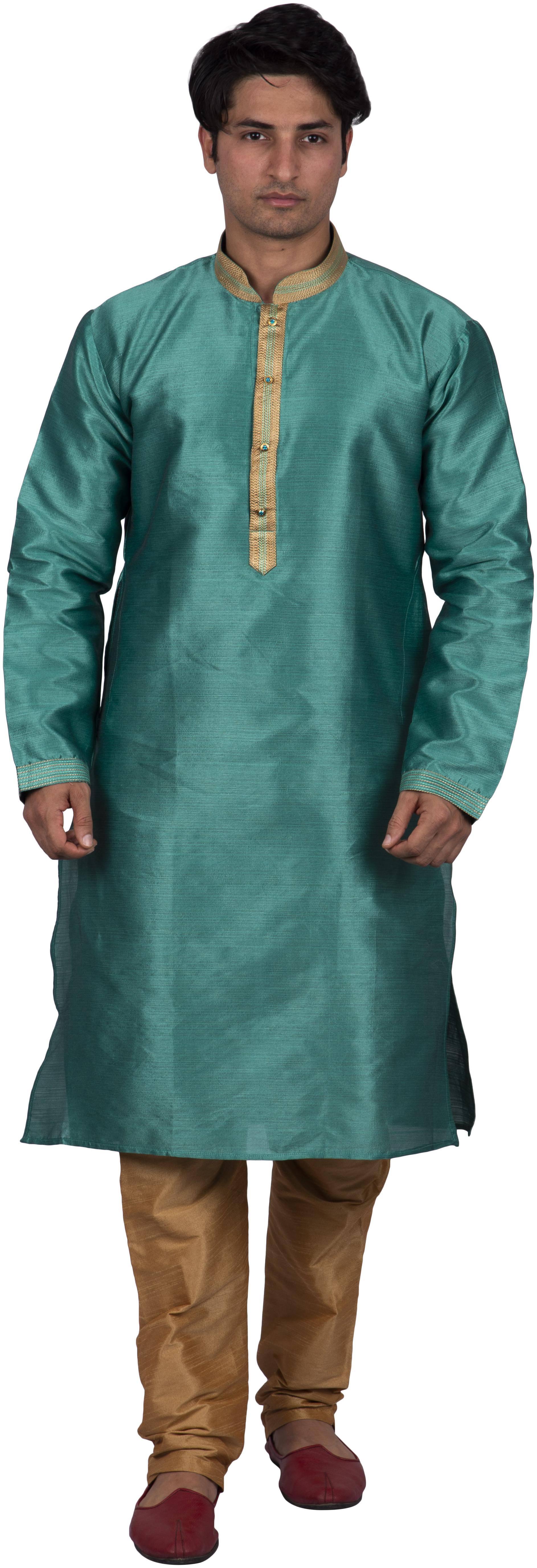 

Maharaja Men Silk Green Kurta Pyjamas