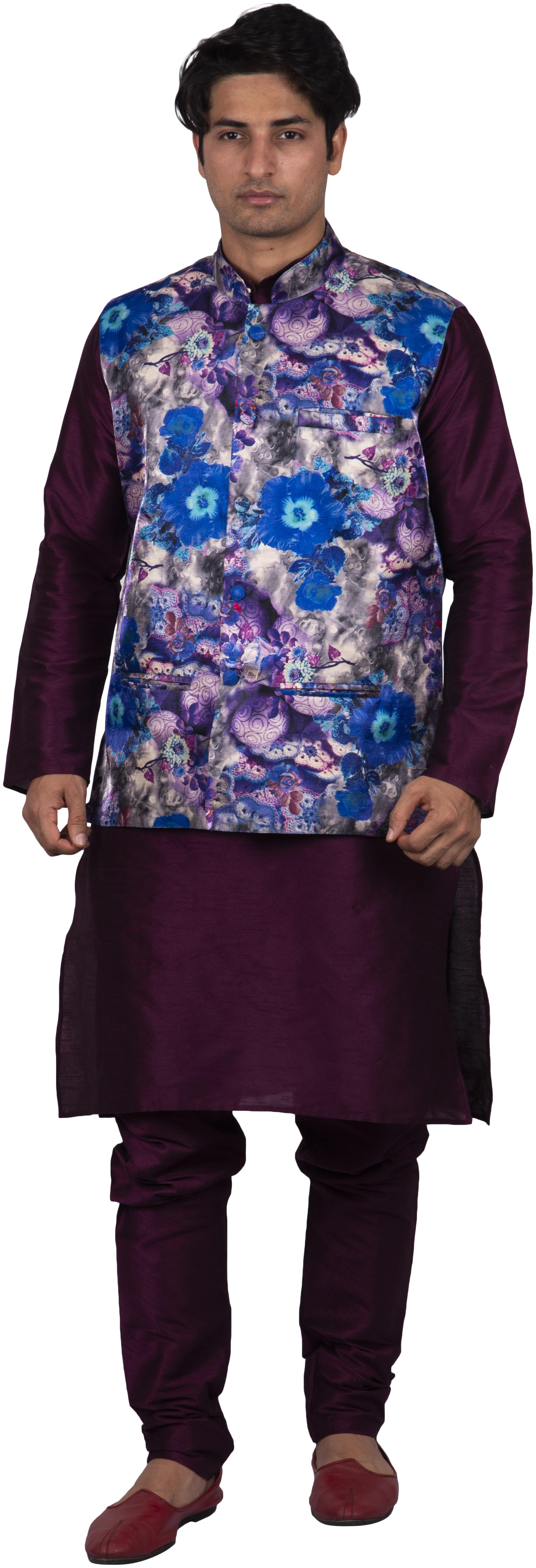

Maharaja Men Silk Purple Kurta Pyjamas