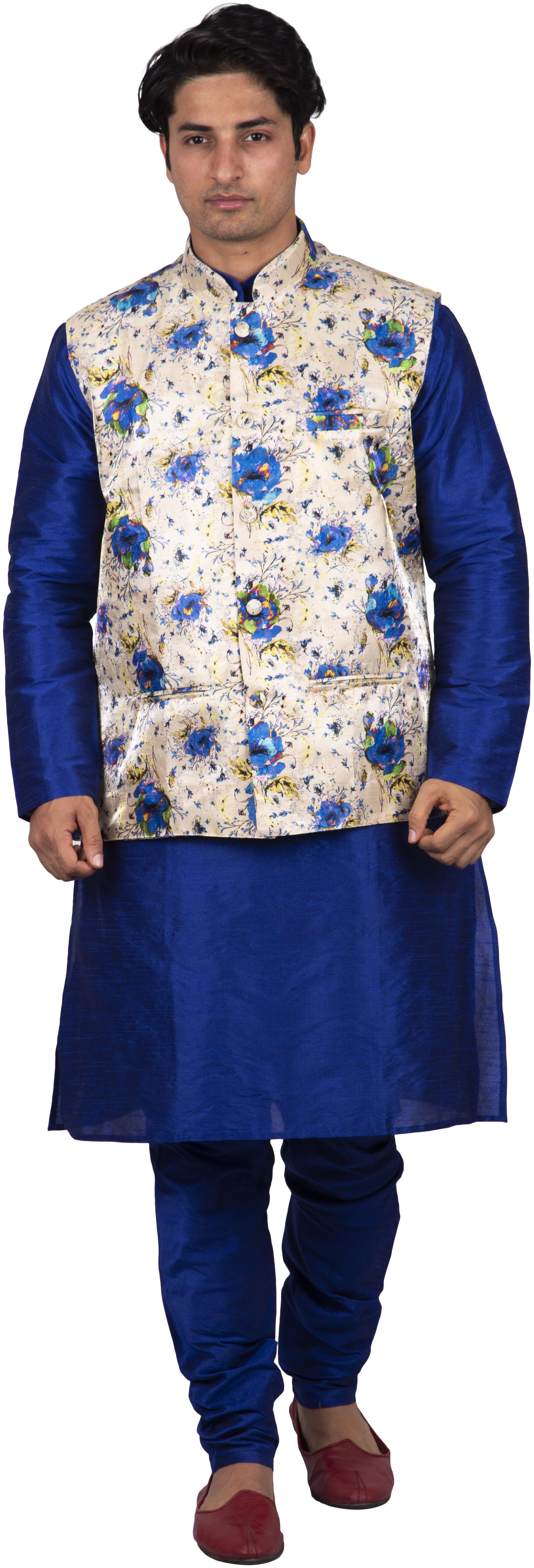 

Maharaja Men Silk Blue Kurta Pyjamas