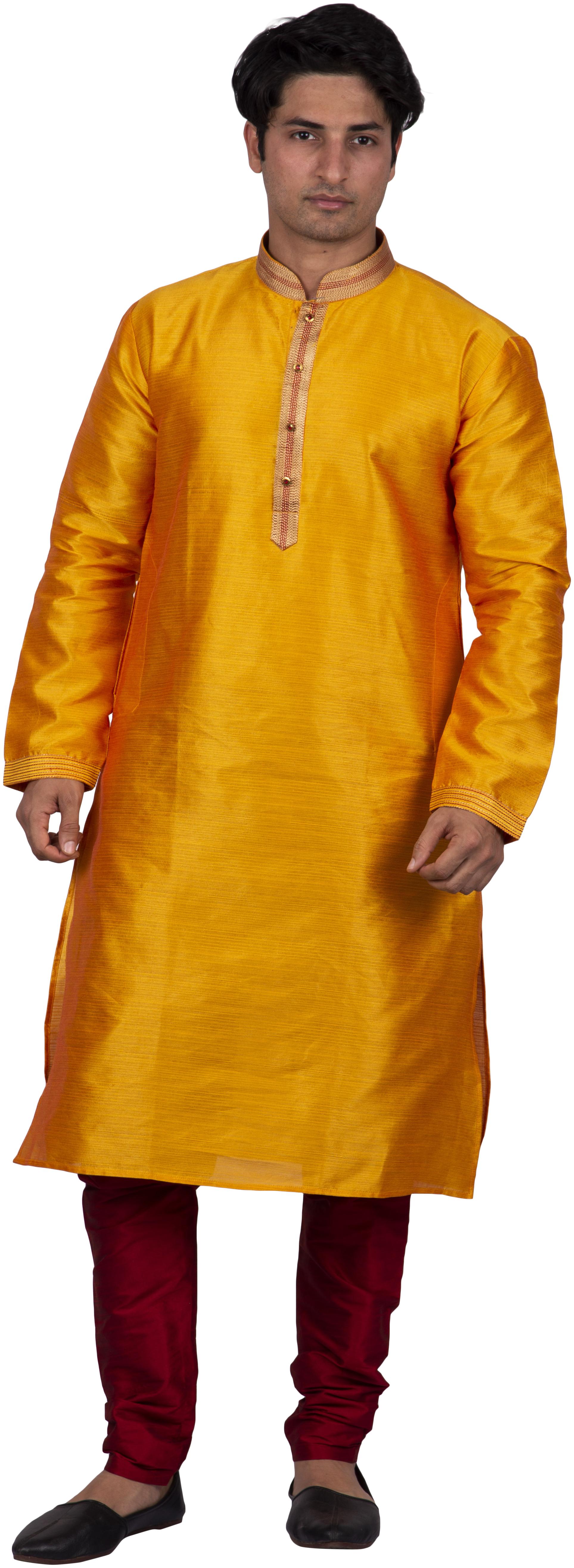 

Maharaja Men Silk Yellow Kurta Pyjamas