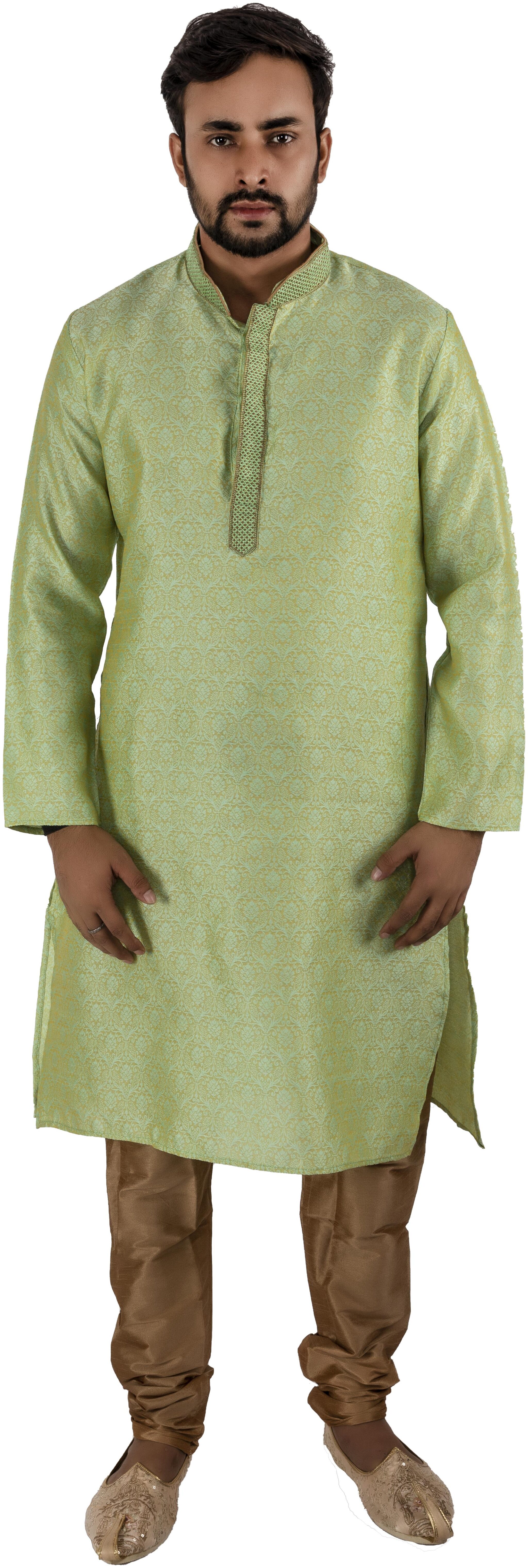 

Maharaja Silk Embroidered Kurta Pyjama Set in Green for Men MSKP064--38