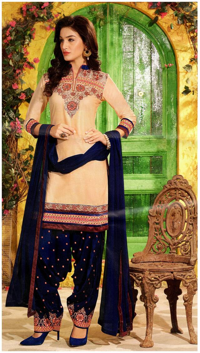 MAHATI Beige Silk Dress Material