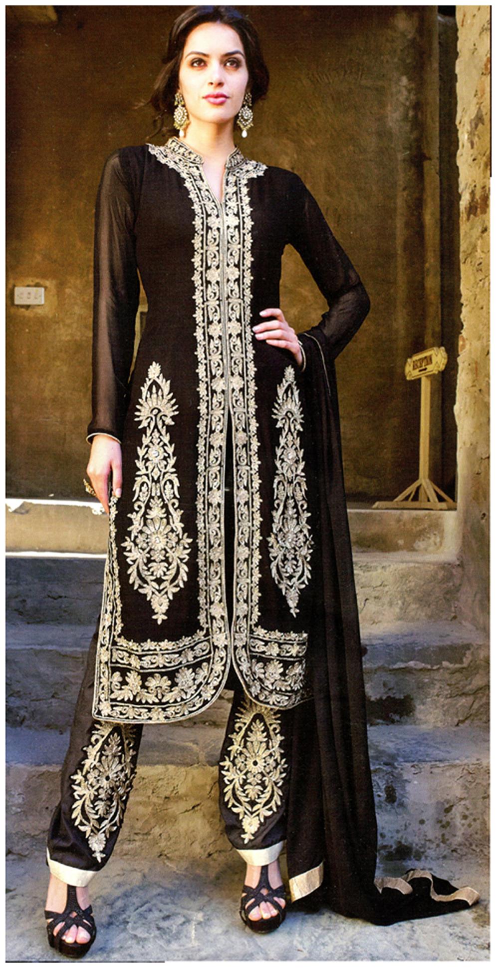 

MAHATI Black Chiffon Semi Stitched Suit