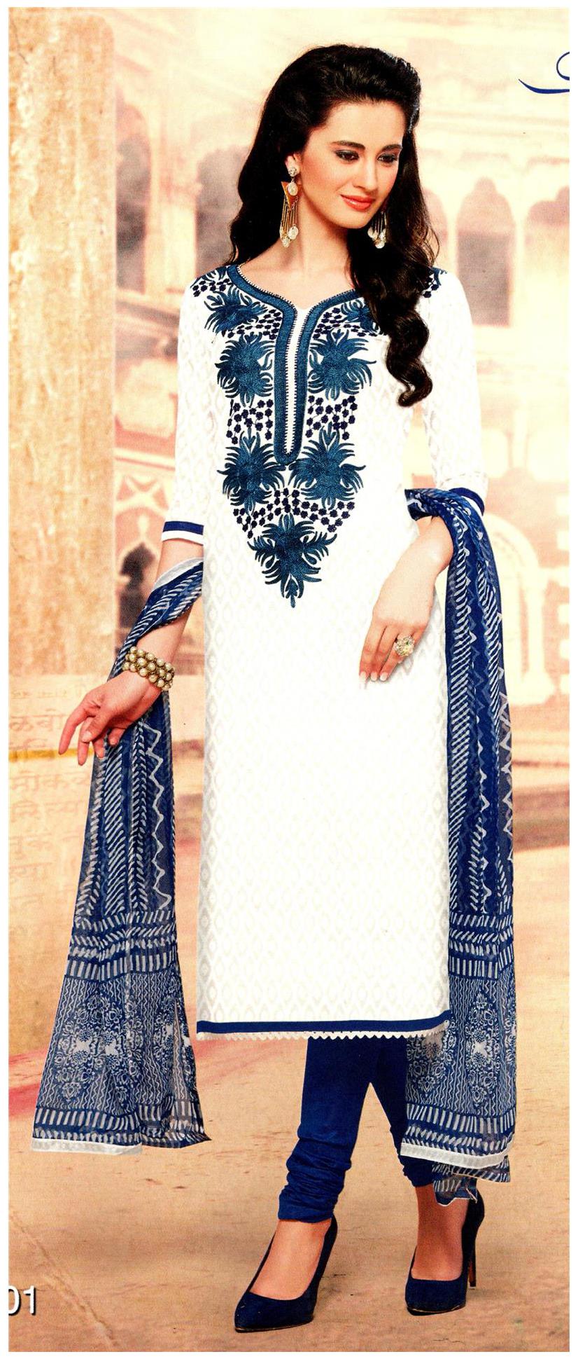

MAHATI cotton jacquard embroidered unstitched salwar suit