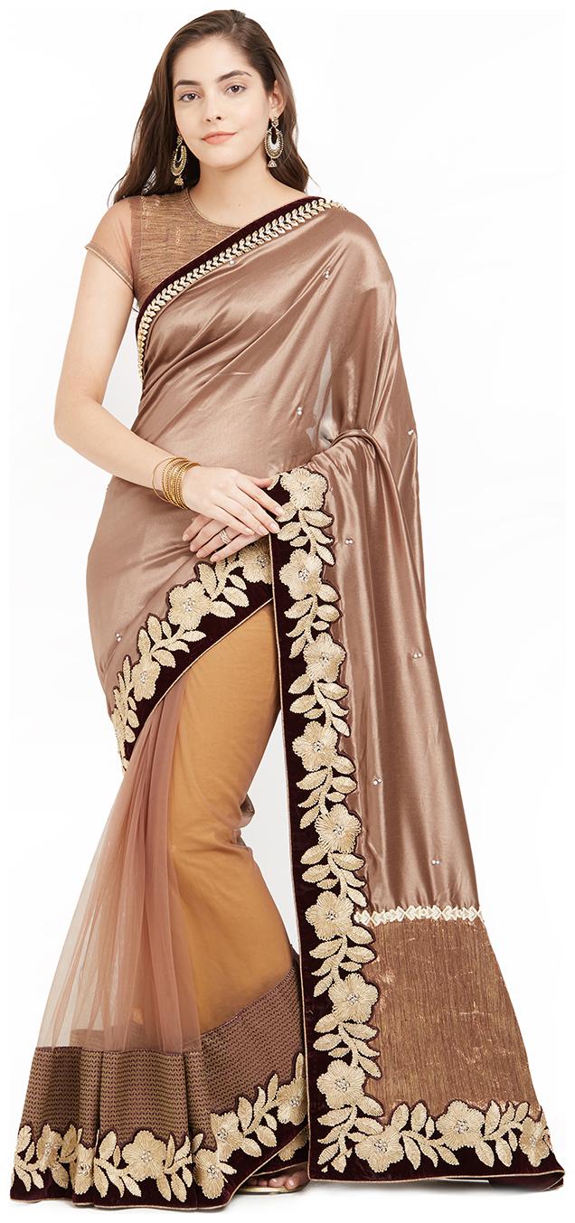 

Mahotsav Brown Color Net Ethnic Wear Saree