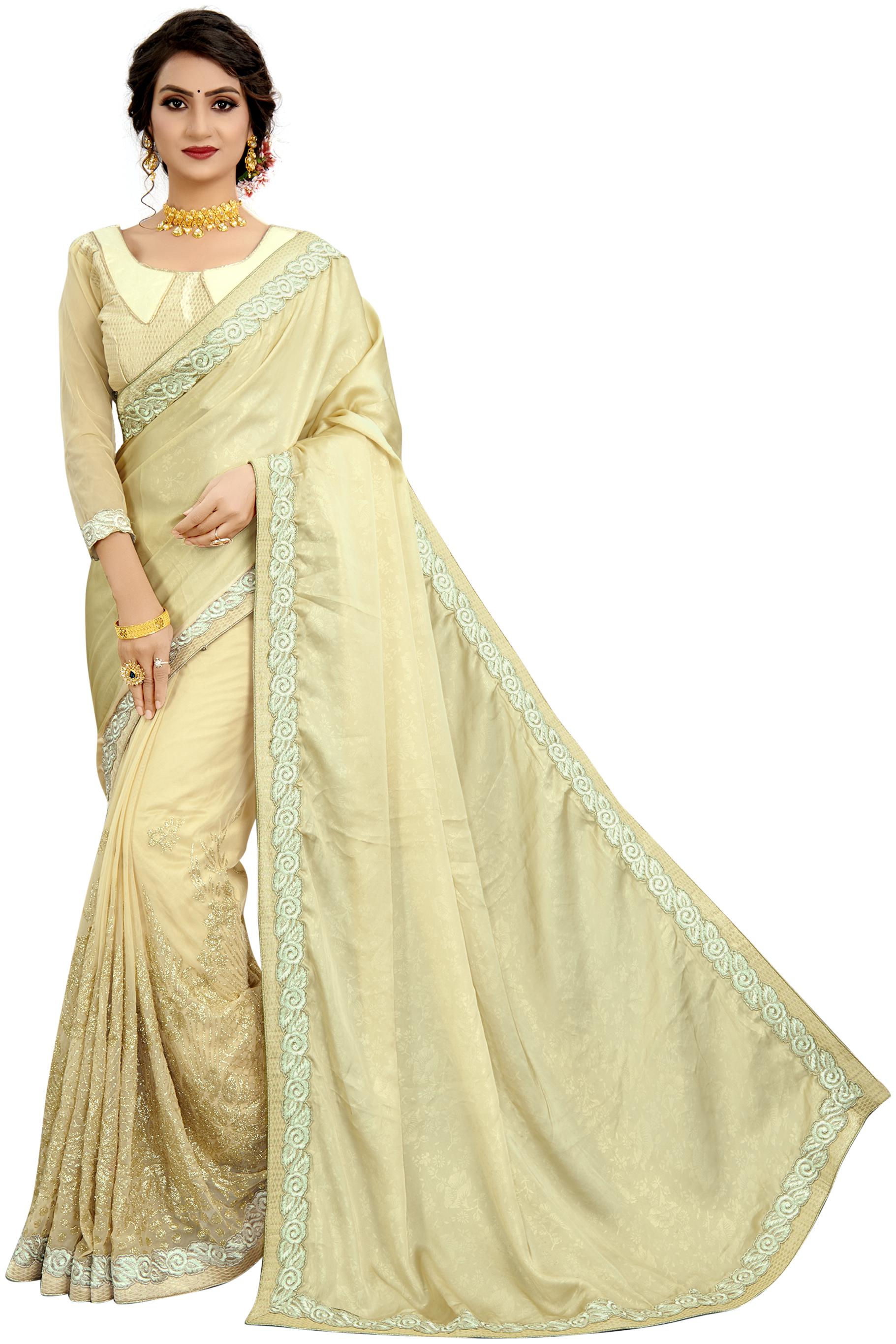 

Mahotsav Embroidered Fashion Pure Silk Saree Cream Color