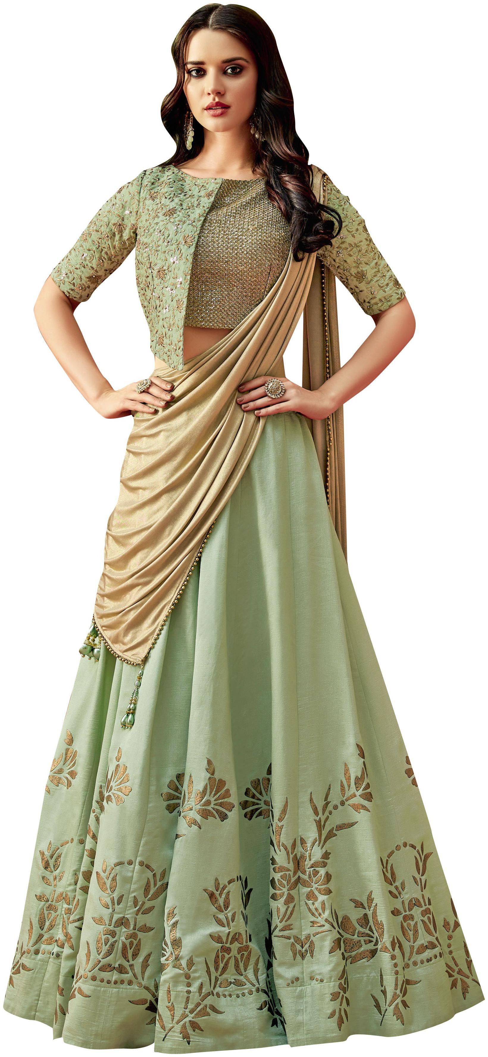 

Mahotsav Green Color Silk Designer Lehenga Choli