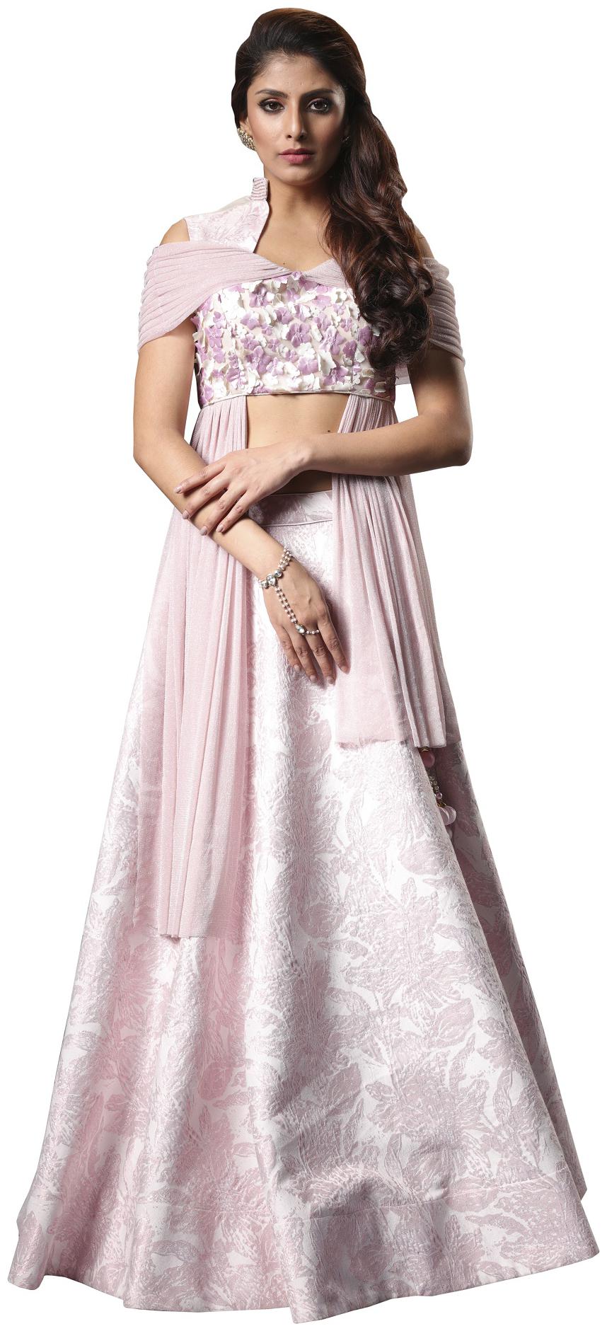 

Mahotsav Jacquard Silk Light Pink Lehenga Choli
