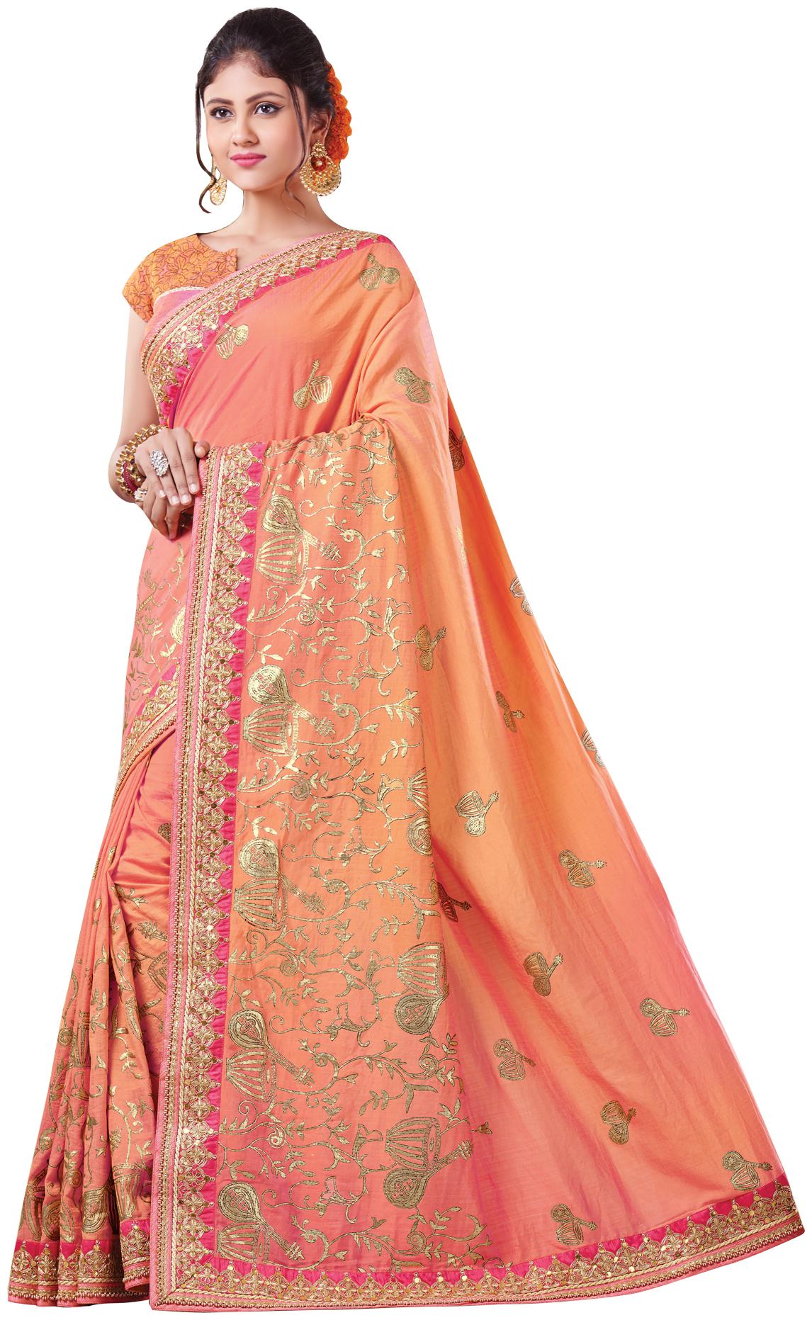 

Mahotsav Pink Embroidered Universal Designer Saree With blouse