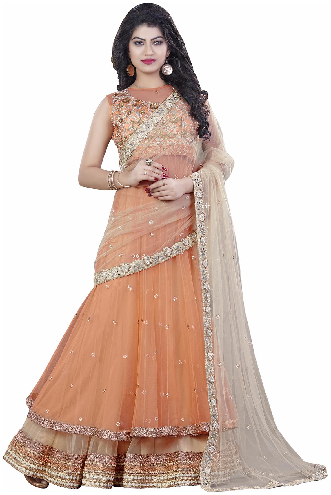 

Mahotsav Peach Color Stunning Net Lehenga Choli