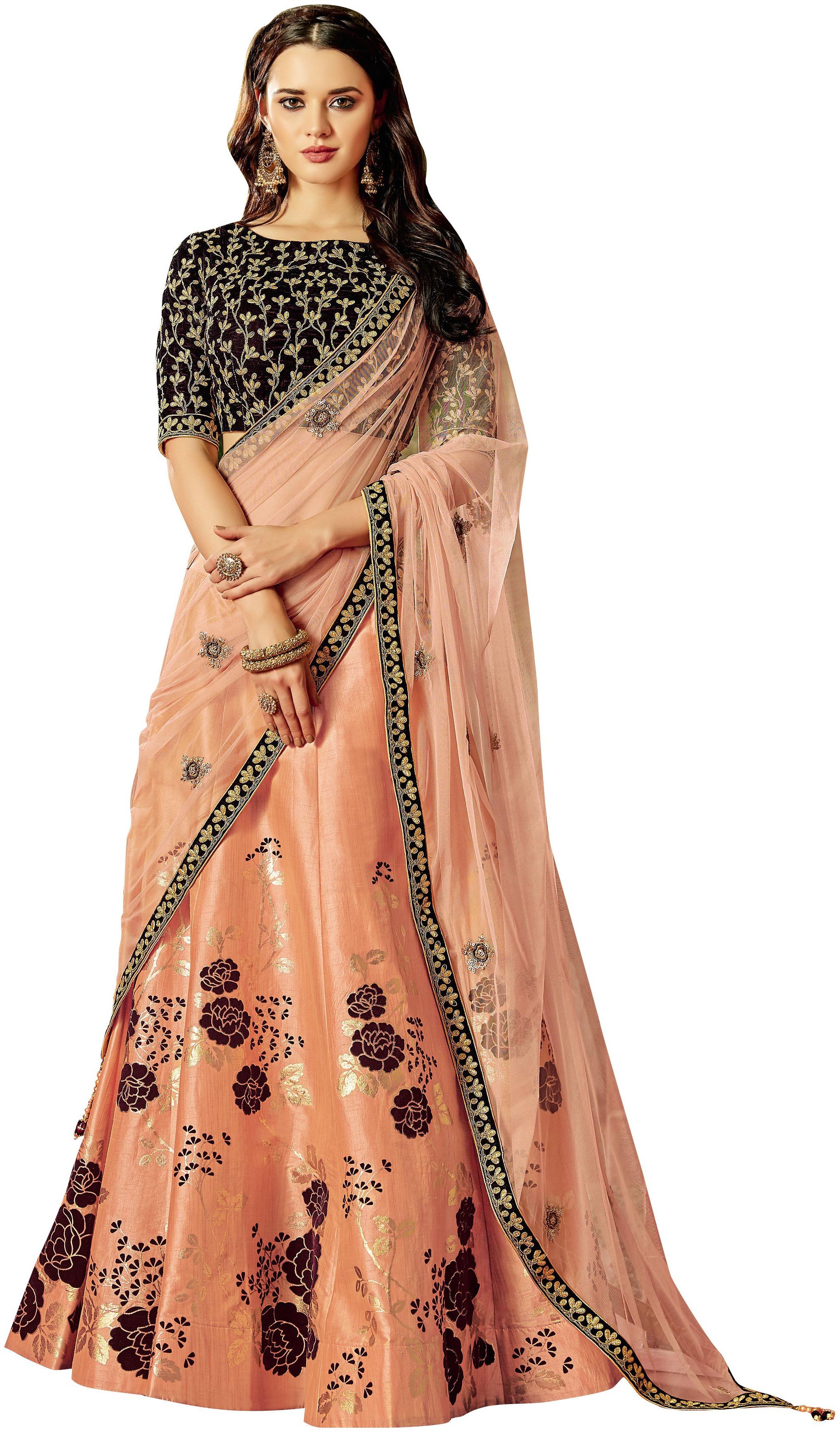 

Mahotsav Peach Color Silk Designer Lehenga Choli