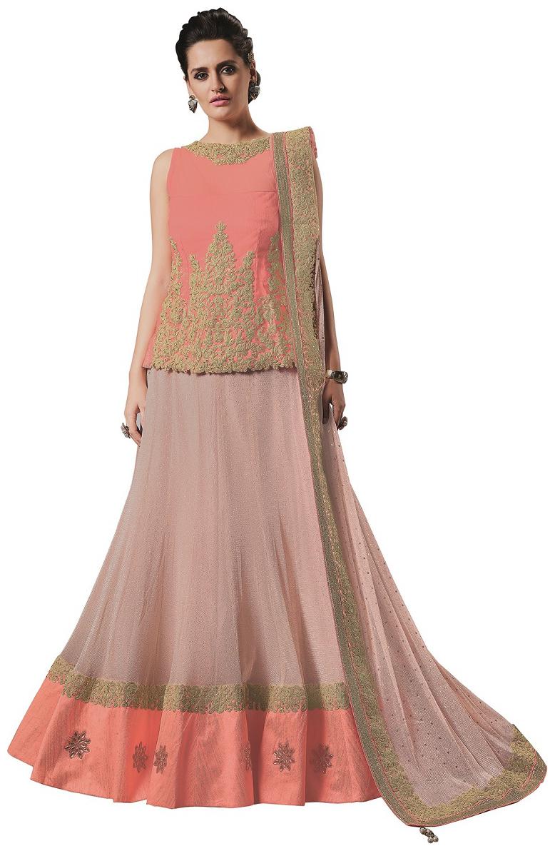 

Mahotsav Pink Embroidered Lycra Wedding Lehenga Choli
