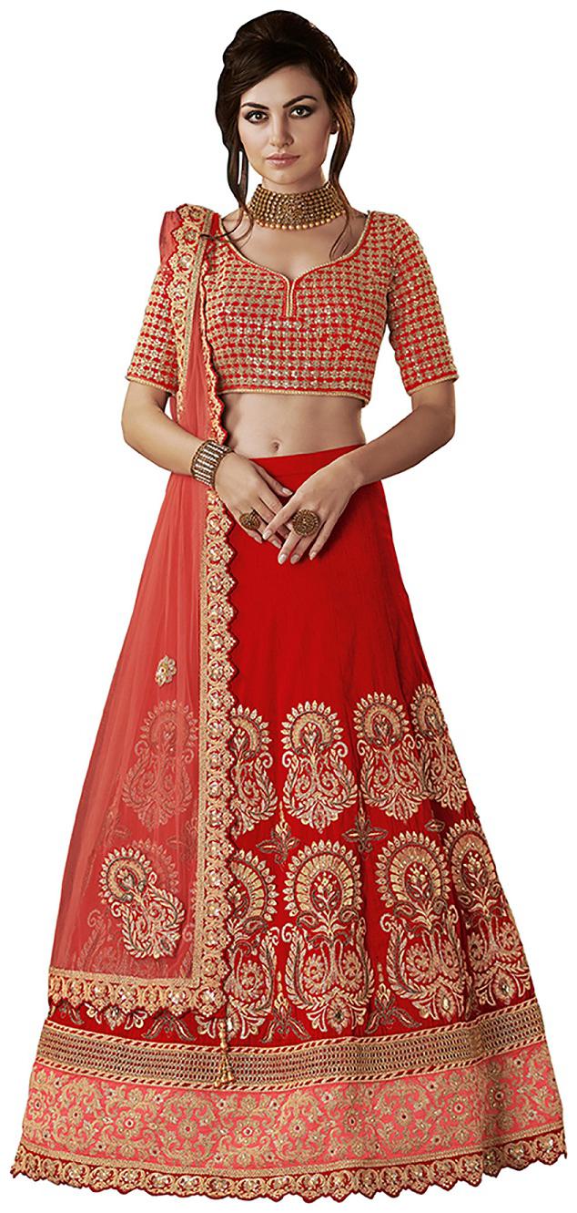 

Mahotsav Red Silk Wedding Wear Lehenga Choli