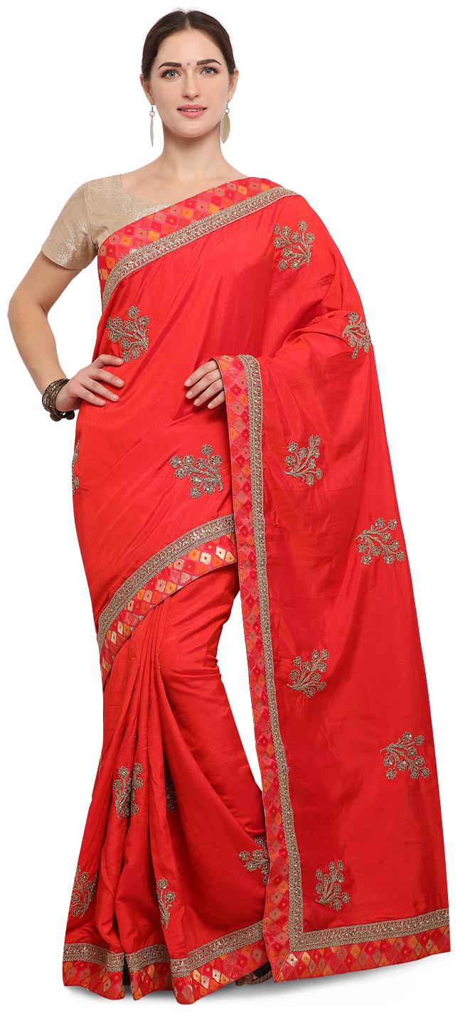 

Mahotsav Red Color Silk Half Half Saree -12408