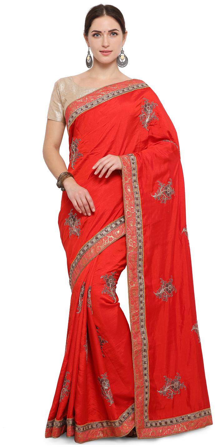 

Mahotsav Red Color Silk Half Half Saree -12406