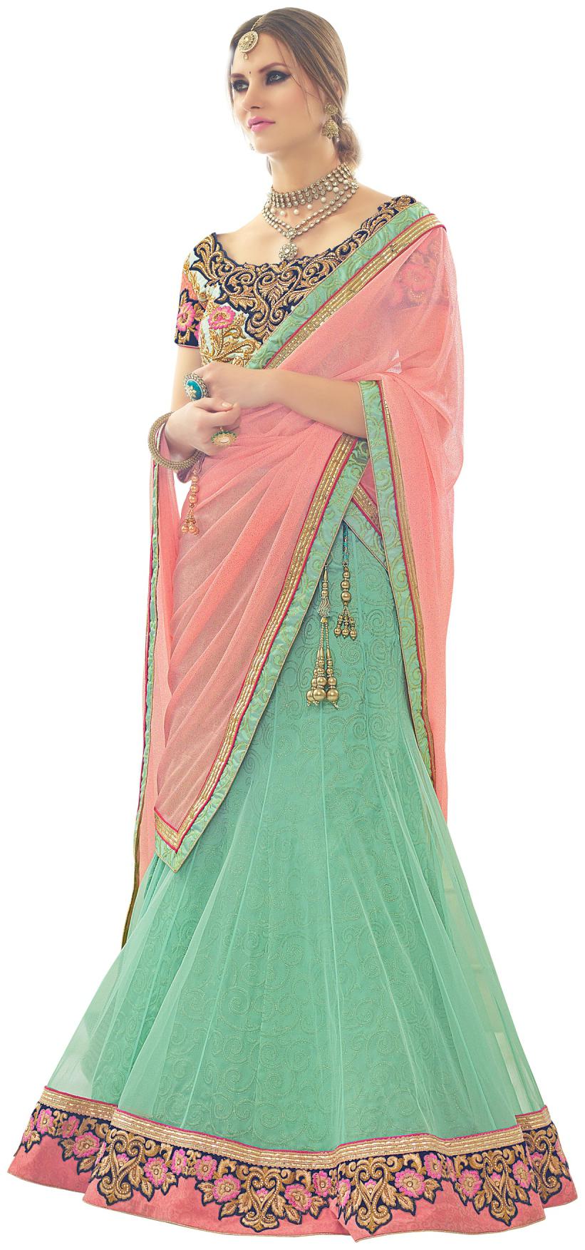 

Mahotsav saree lehnga Choli Green Jacquard Silk