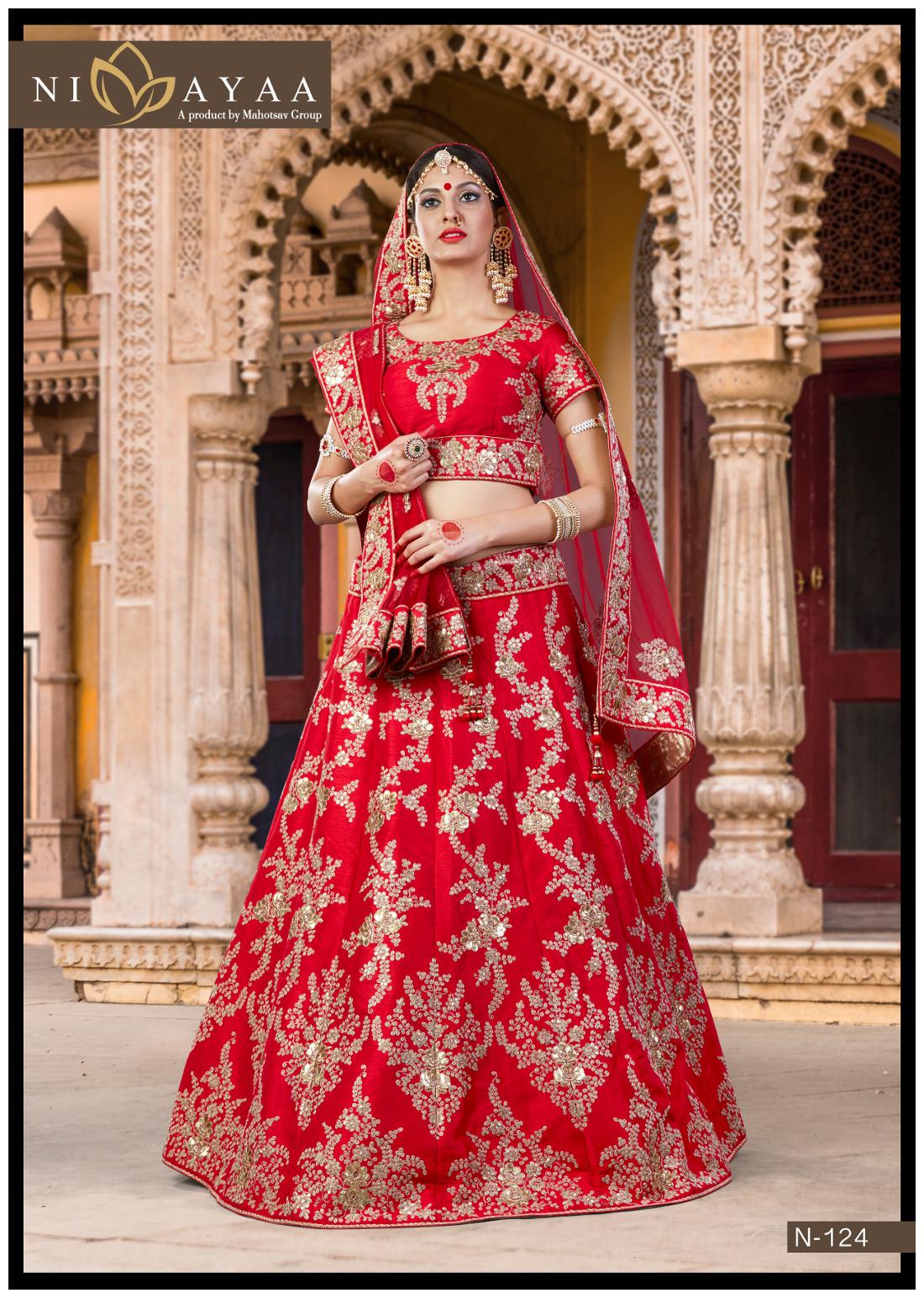 

Mahotsav saree lehnga Choli Red Silk