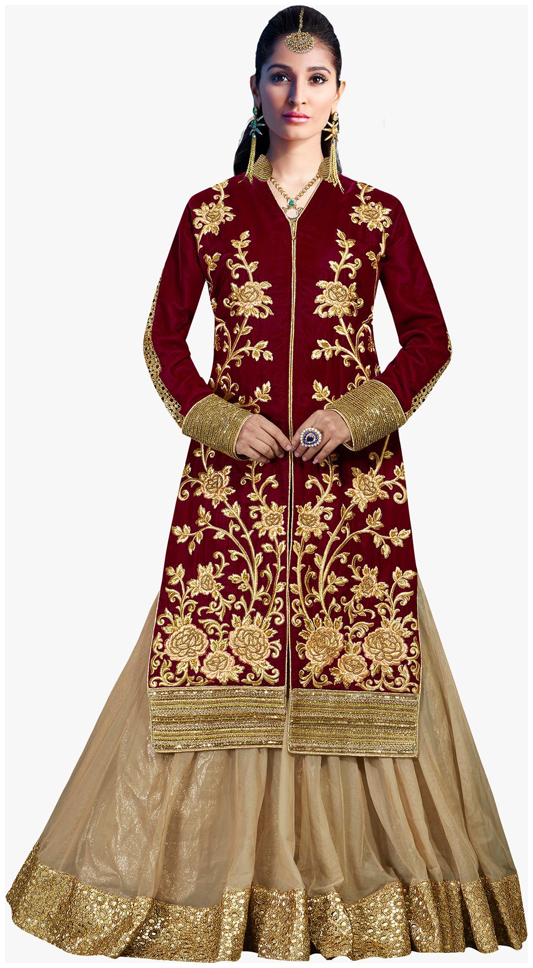 

Mahotsav saree lehnga Choli Orange Net
