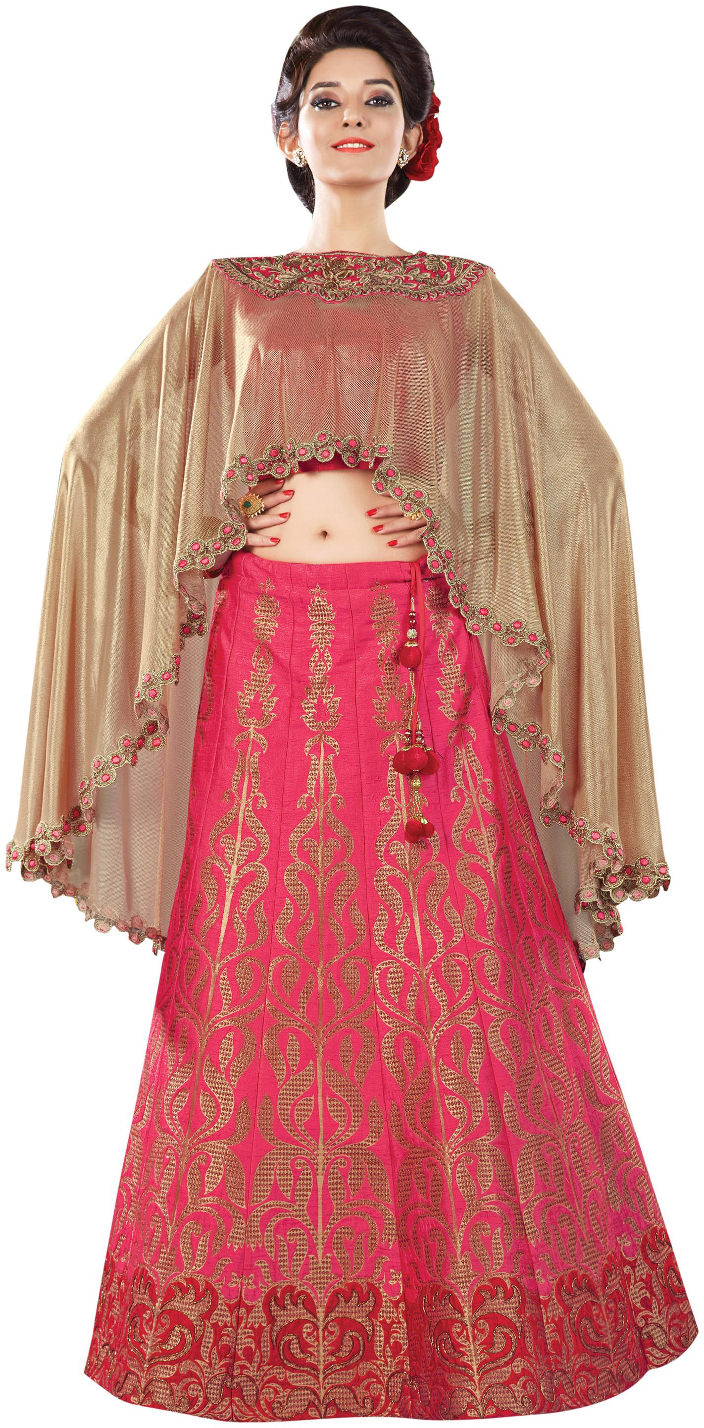 

Mahotsav saree lehnga Choli Red Weaved jacquard