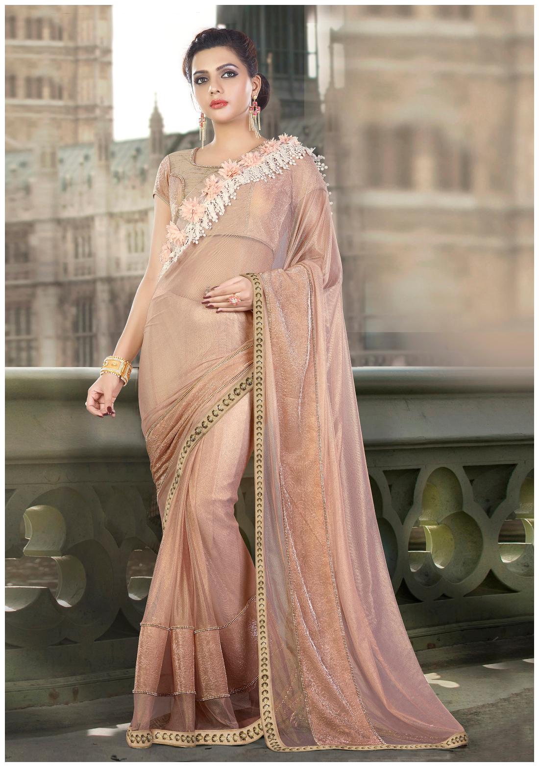 

Mahotsav Saree Knitted Georgette Salmon Peach Saree