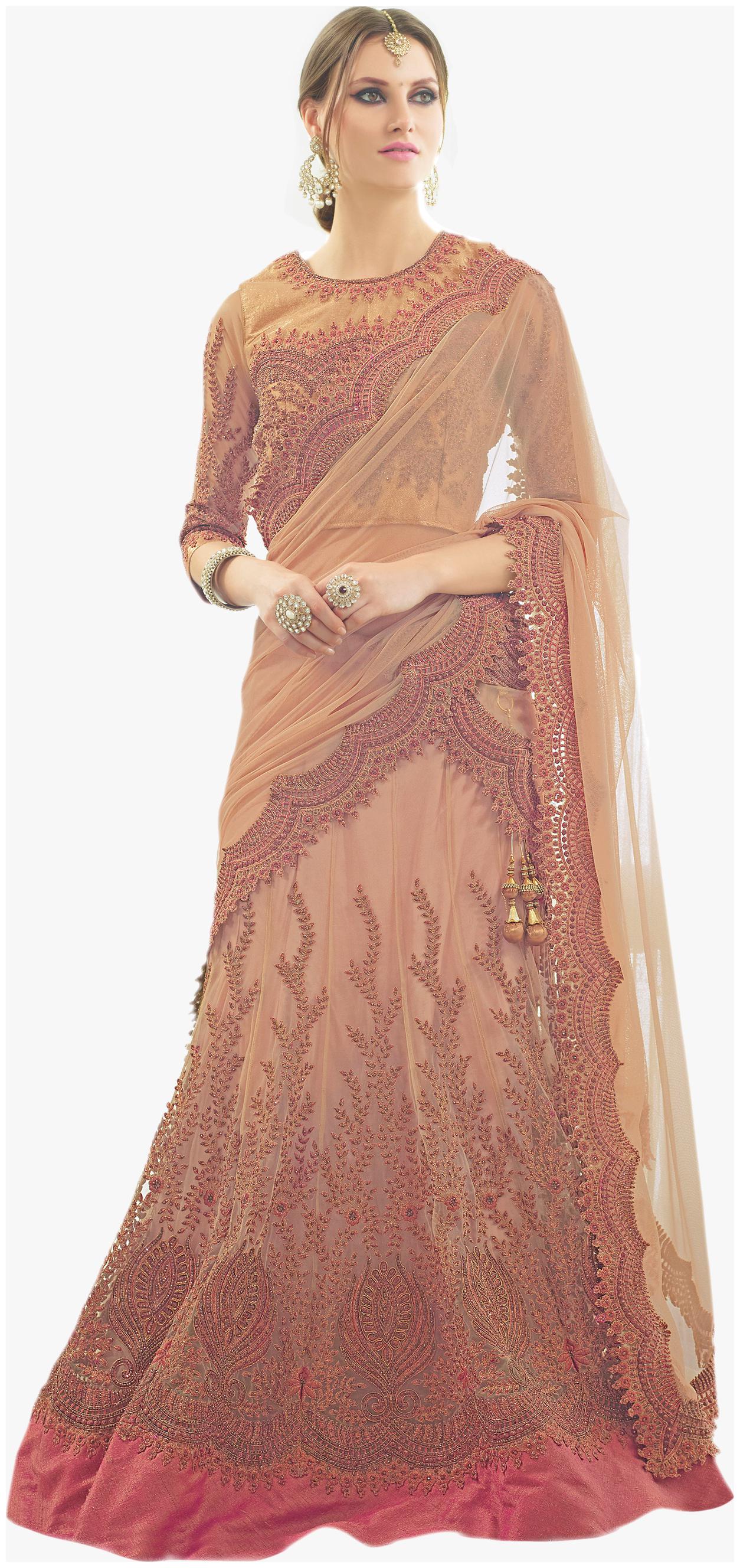 

Mahotsav saree lehnga Choli Beige Net Net Jacquard
