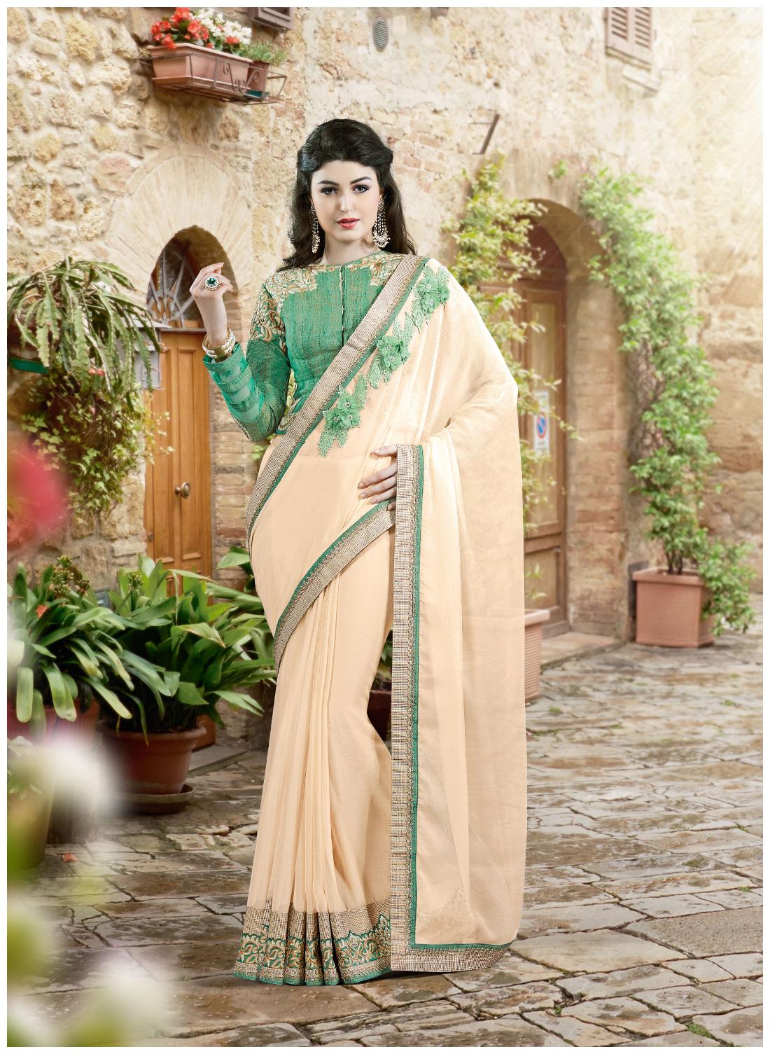 

Mahotsav Saree Chiffon and Net Soft Cream Saree