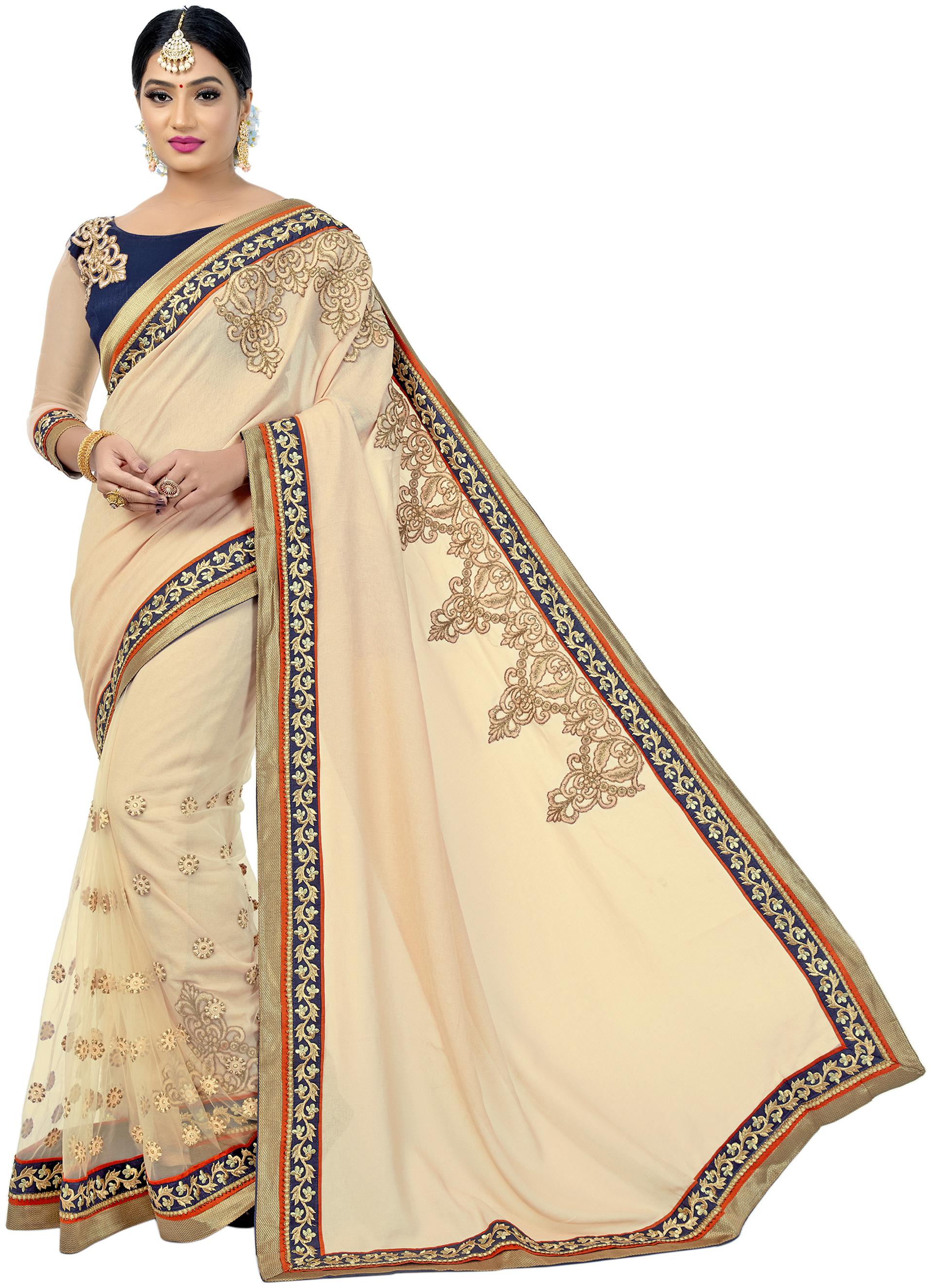 

Mahotsav Self Design Embroidered Fashion Poly Georgette Saree Pink