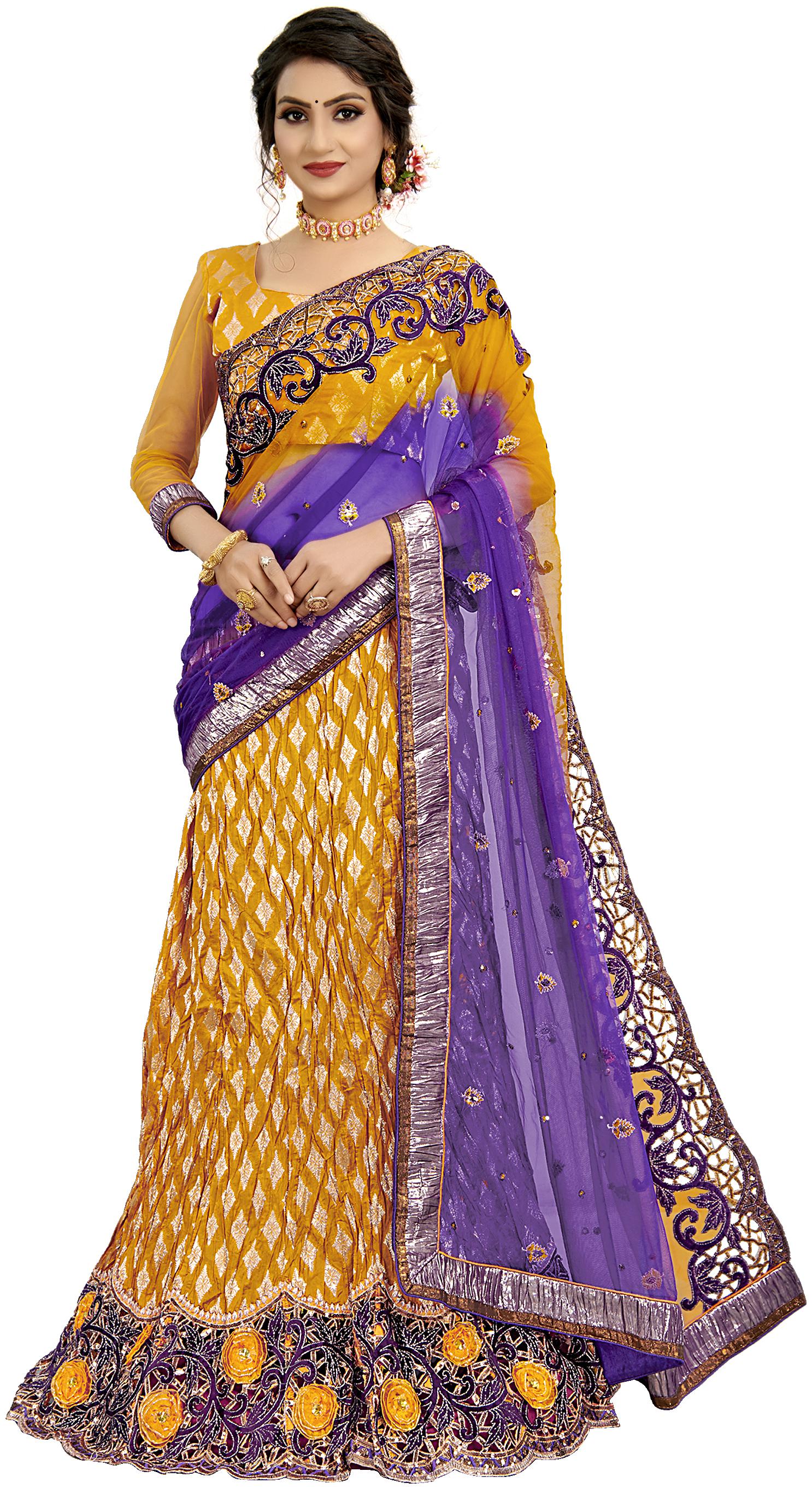 

Mahotsav Self Design Fashion Jacquard Saree Mustard Color