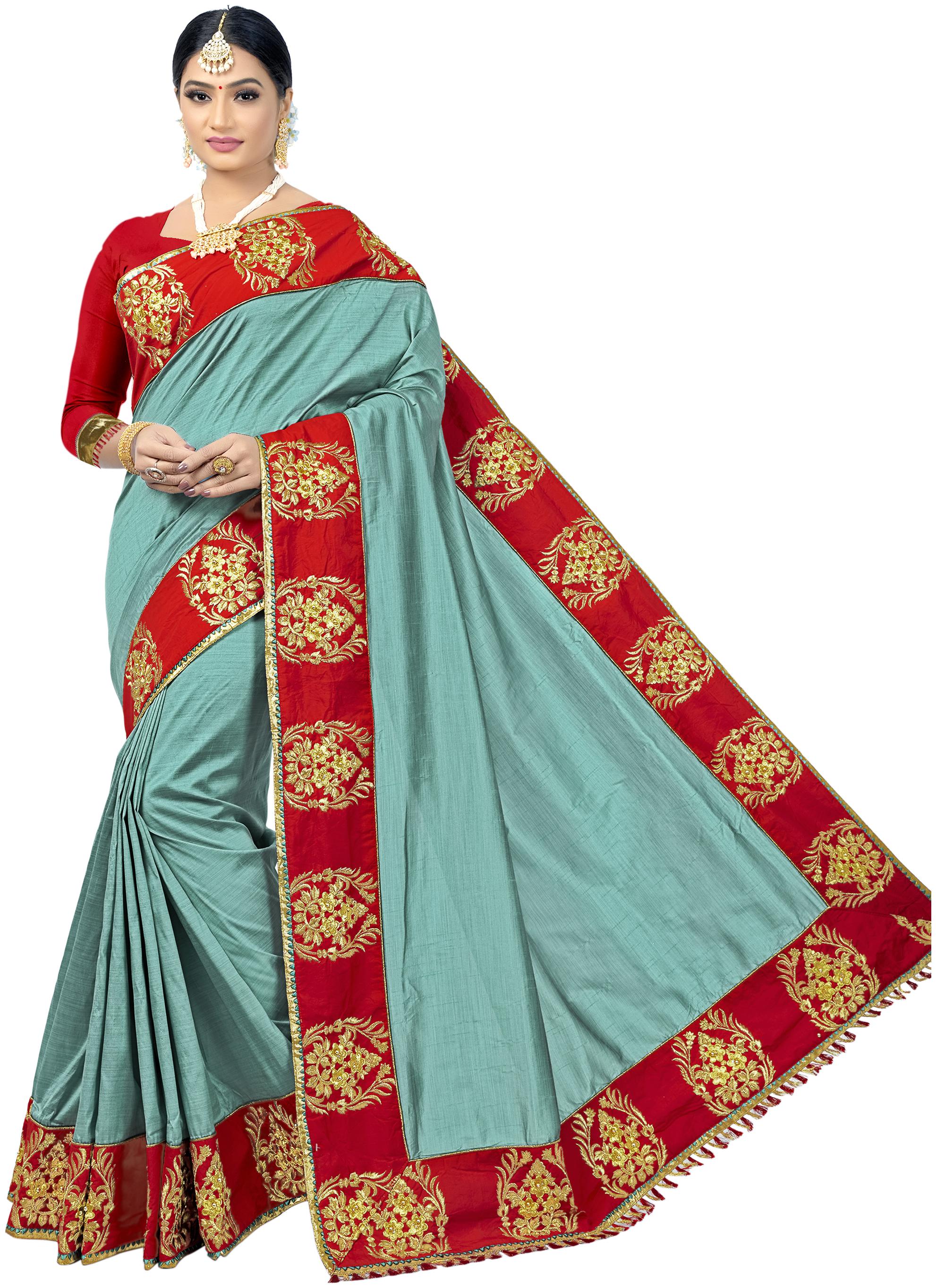 

Mahotsav Silk Embellished Blue Color Saree with Blouse