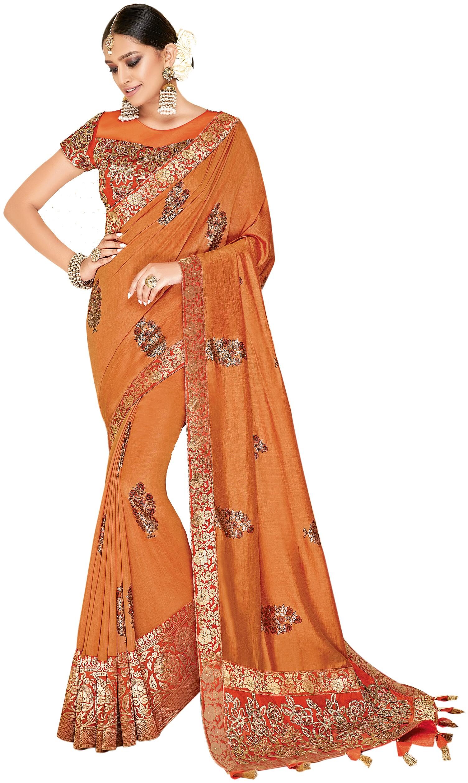 

Mahotsav Women Georgette Embroidered Saree Orange